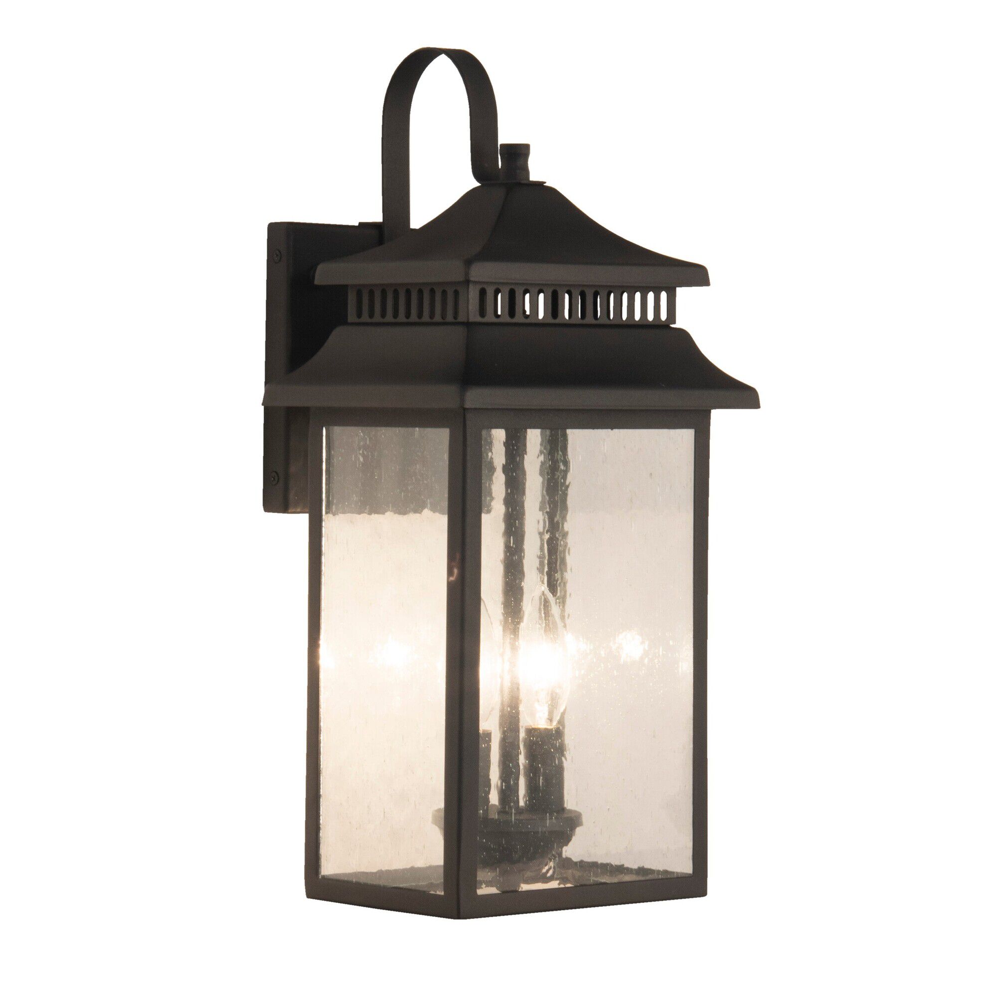 Shown in Textured Matte Black finish and Rectangle glass