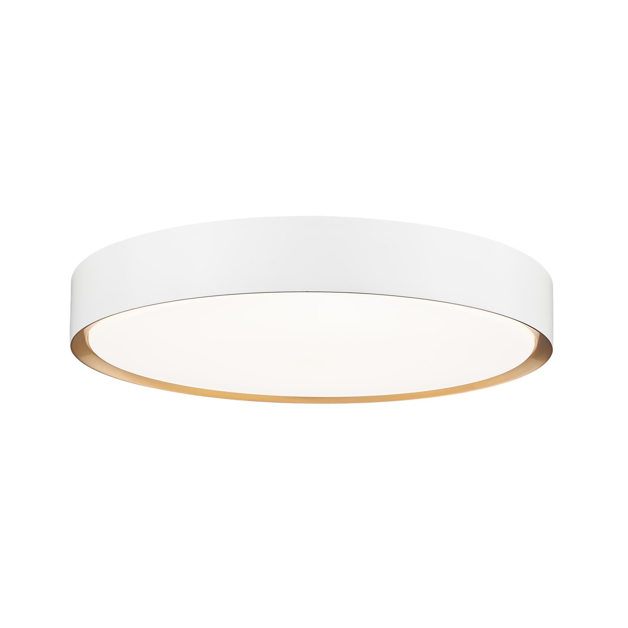 Shown in Matte White And Modern Gold finish and Frosted glass and Frosted shade