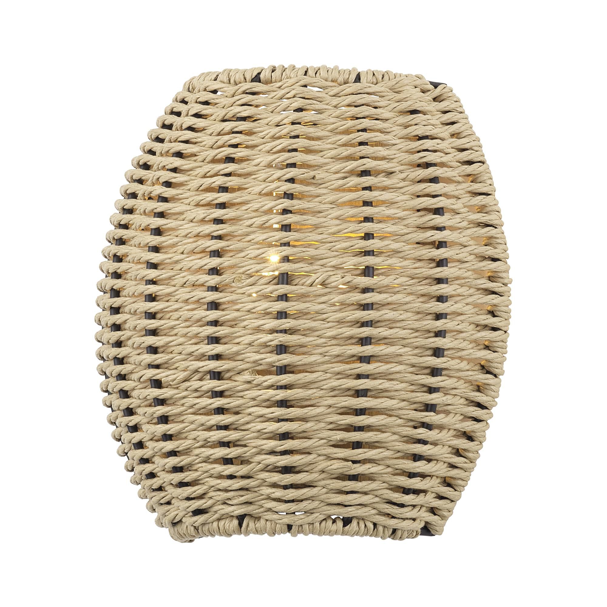 Shown in Antique Gold Leaf finish and Hand-Woven French Beige Paper Rope shade