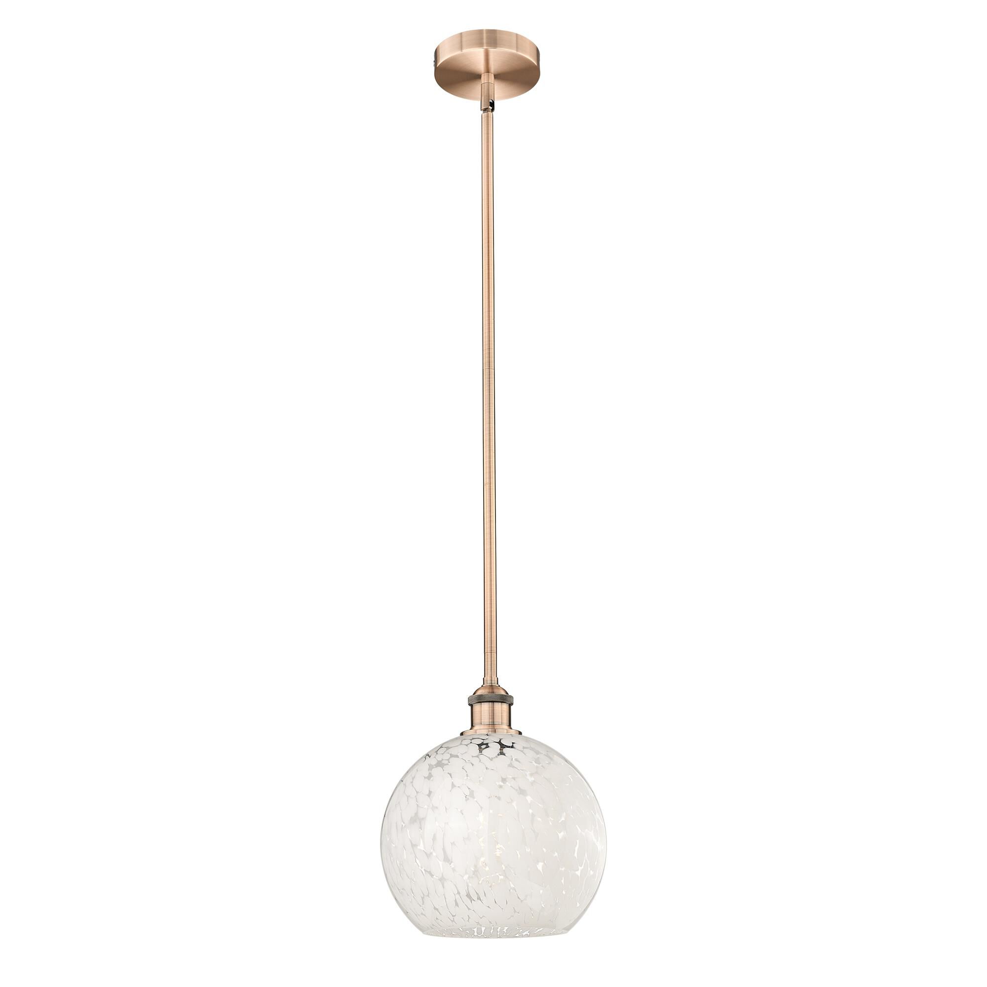 Shown in Antique Copper finish and White Mouchette glass