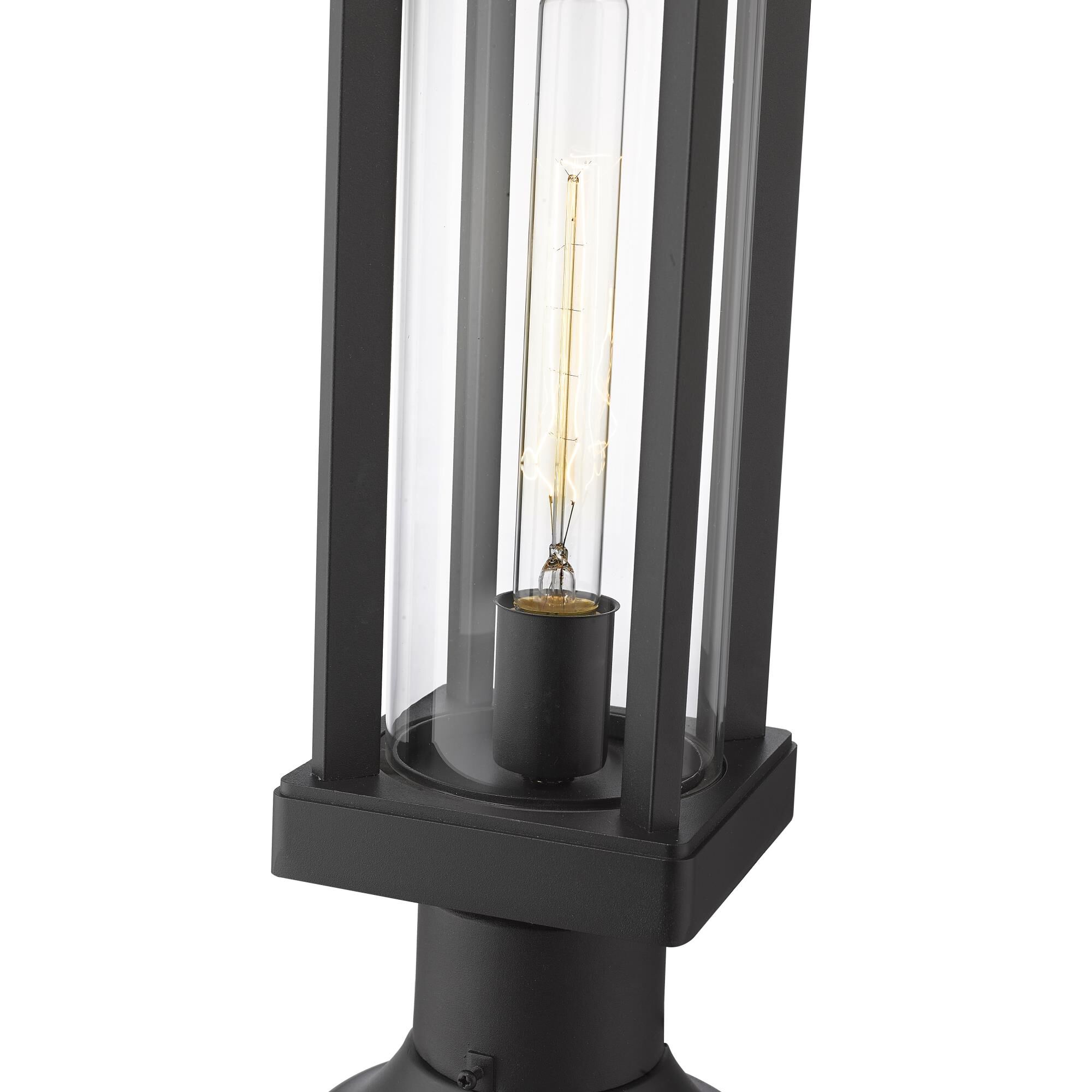 Shown in Black finish and Glass shade