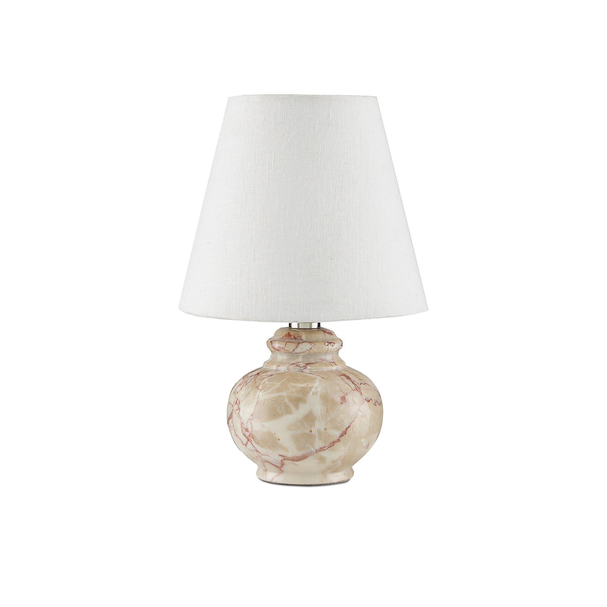 Shown in Pink finish and Off-White Linen shade