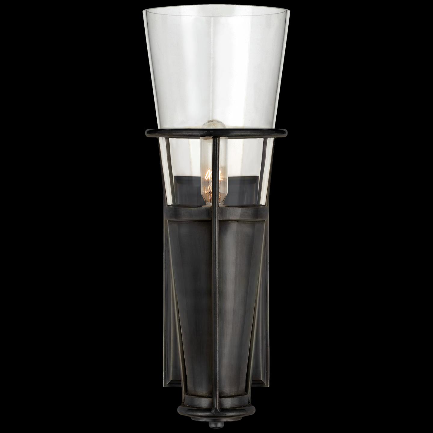 Shown in Bronze finish and Clear glass