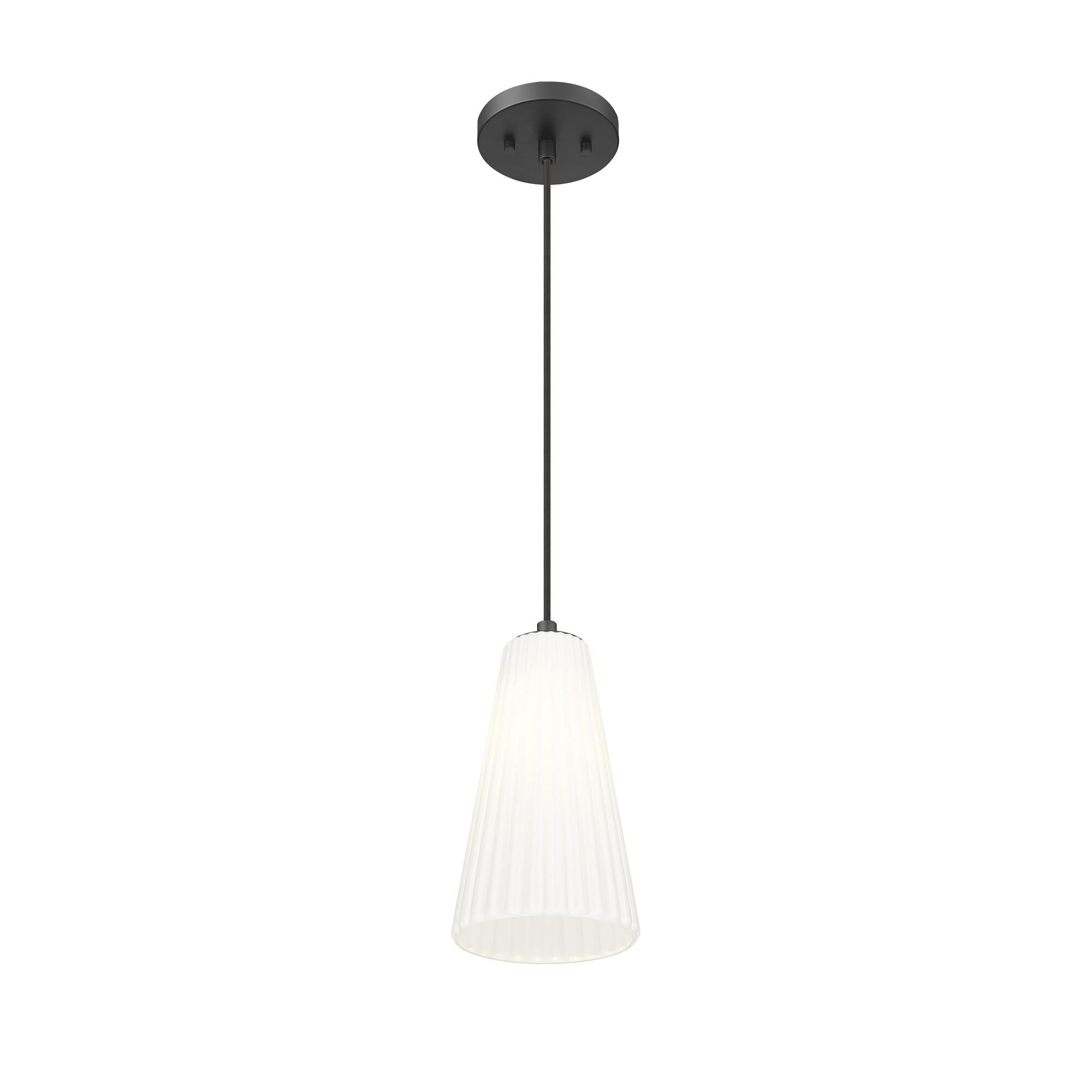 Shown in Matte Black finish and White glass and White shade