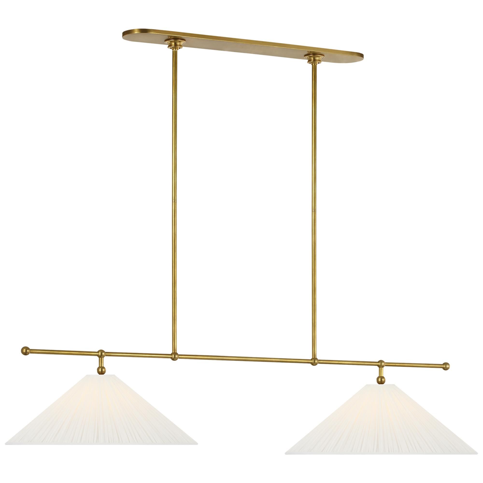 Shown in Hand-Rubbed Antique Brass finish and Silk Pleated shade