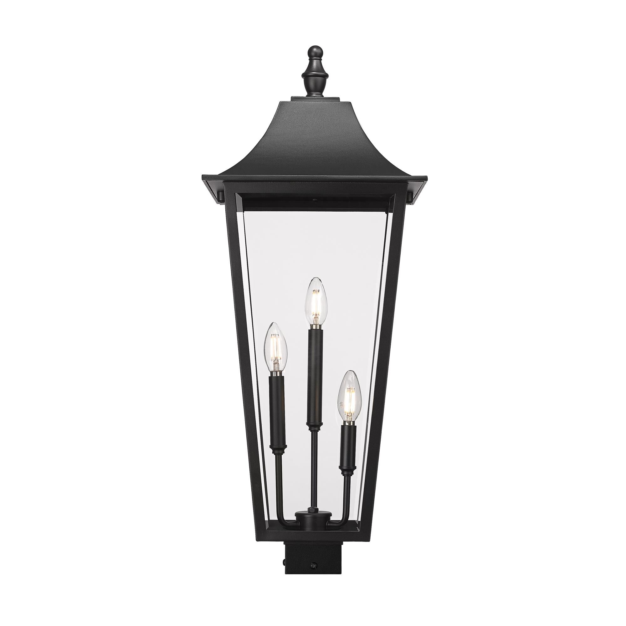 Shown in Black finish and Clear Beveled glass and Clear Beveled shade