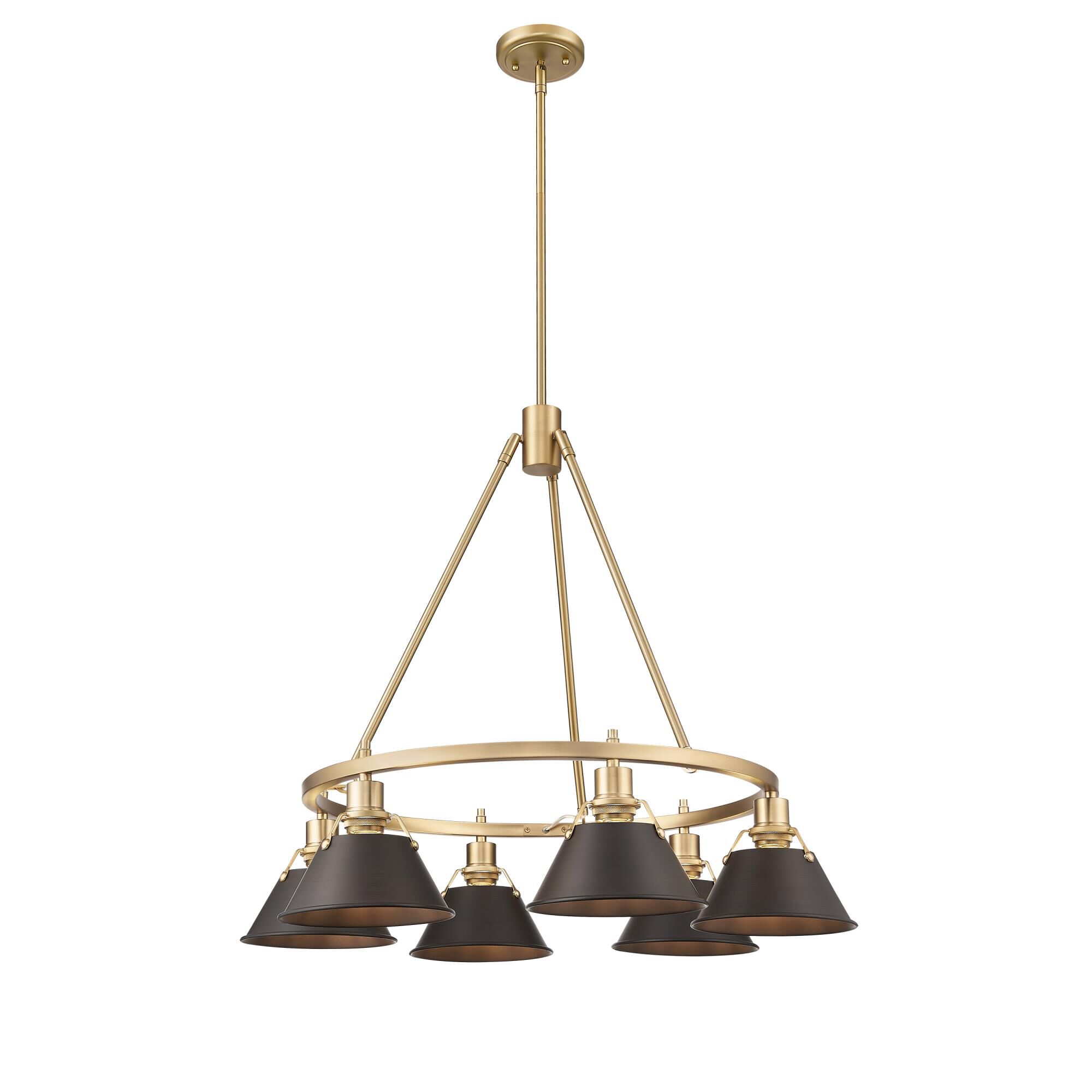 Shown in Brushed Champagne Bronze finish and Without Glass glass and Rubbed Bronze shade