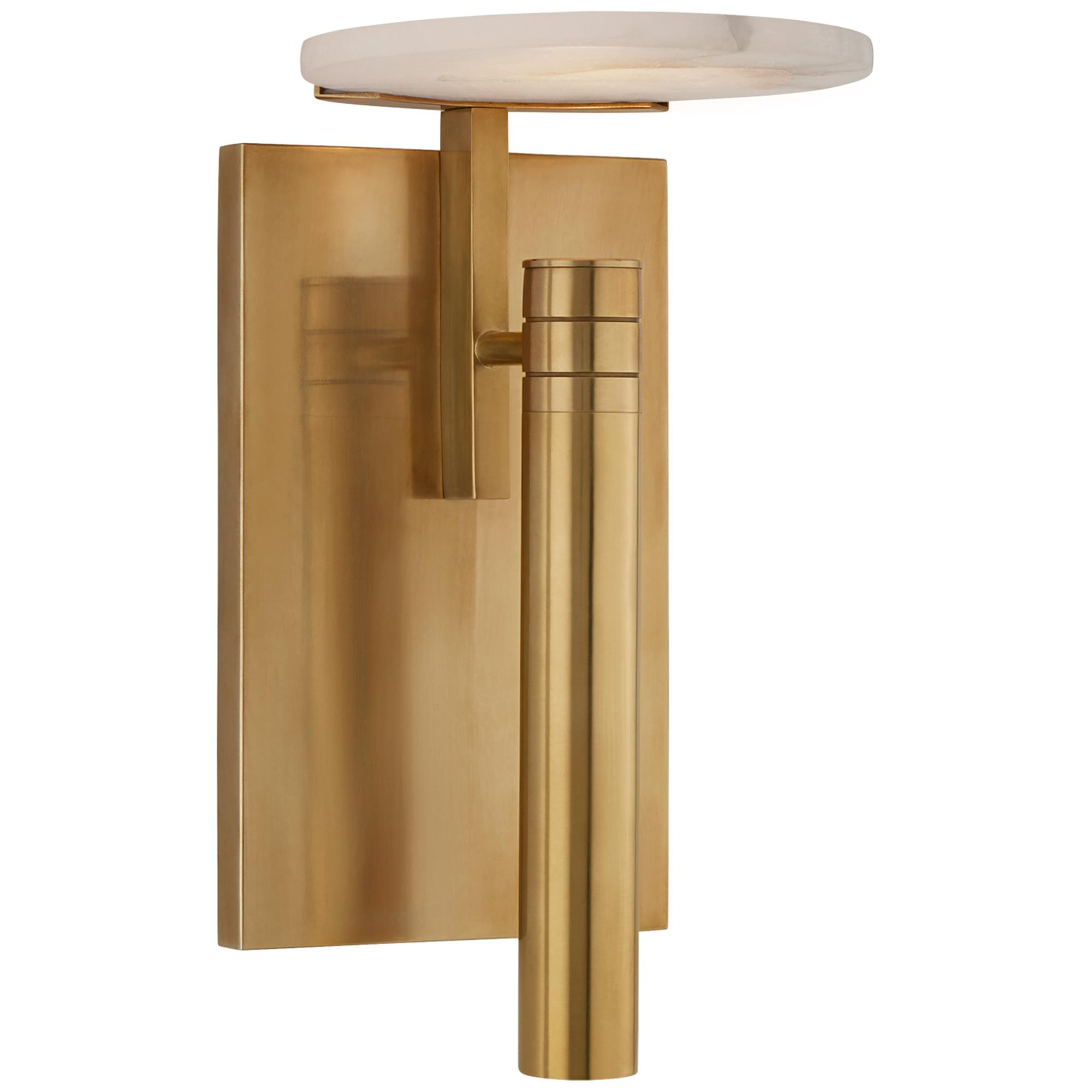 Shown in Antique-Burnished Brass finish and Alabaster glass
