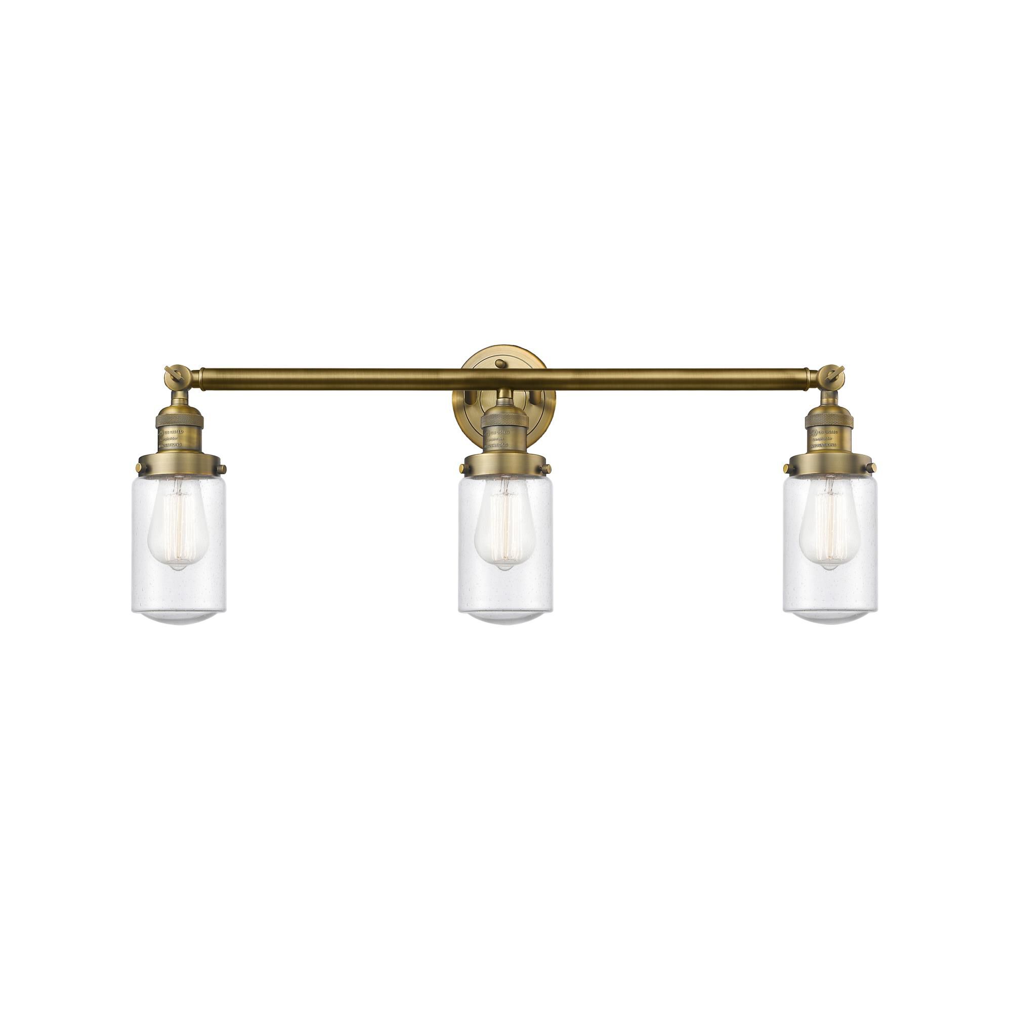 Shown in Brushed Brass finish and Seedy Dover glass
