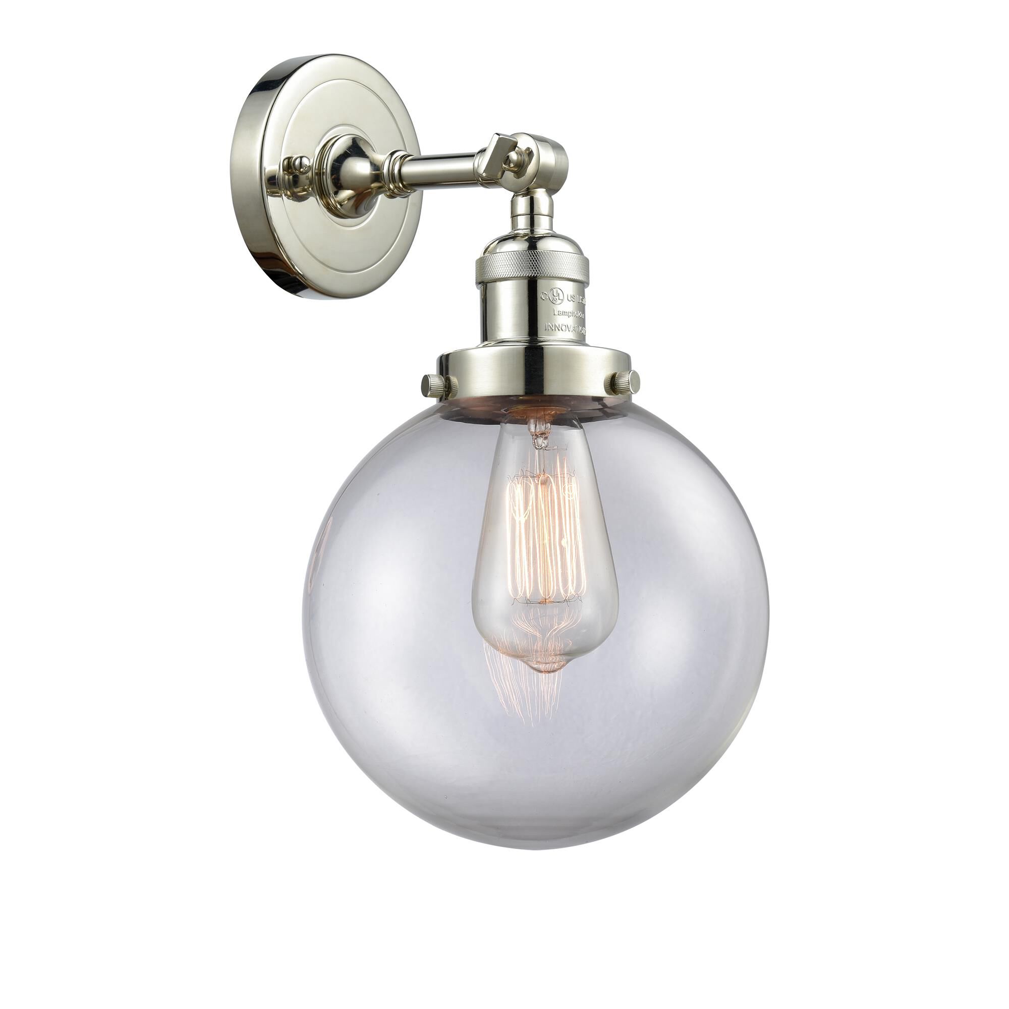 Shown in Polished Nickel finish and Clear glass and No Accent accent