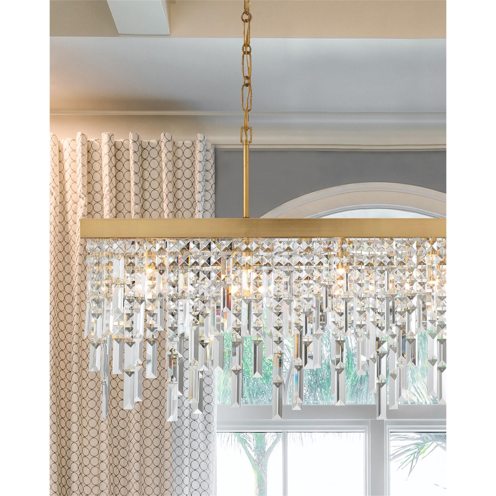 Shown in Antique Gold finish and Hand Cut crystal