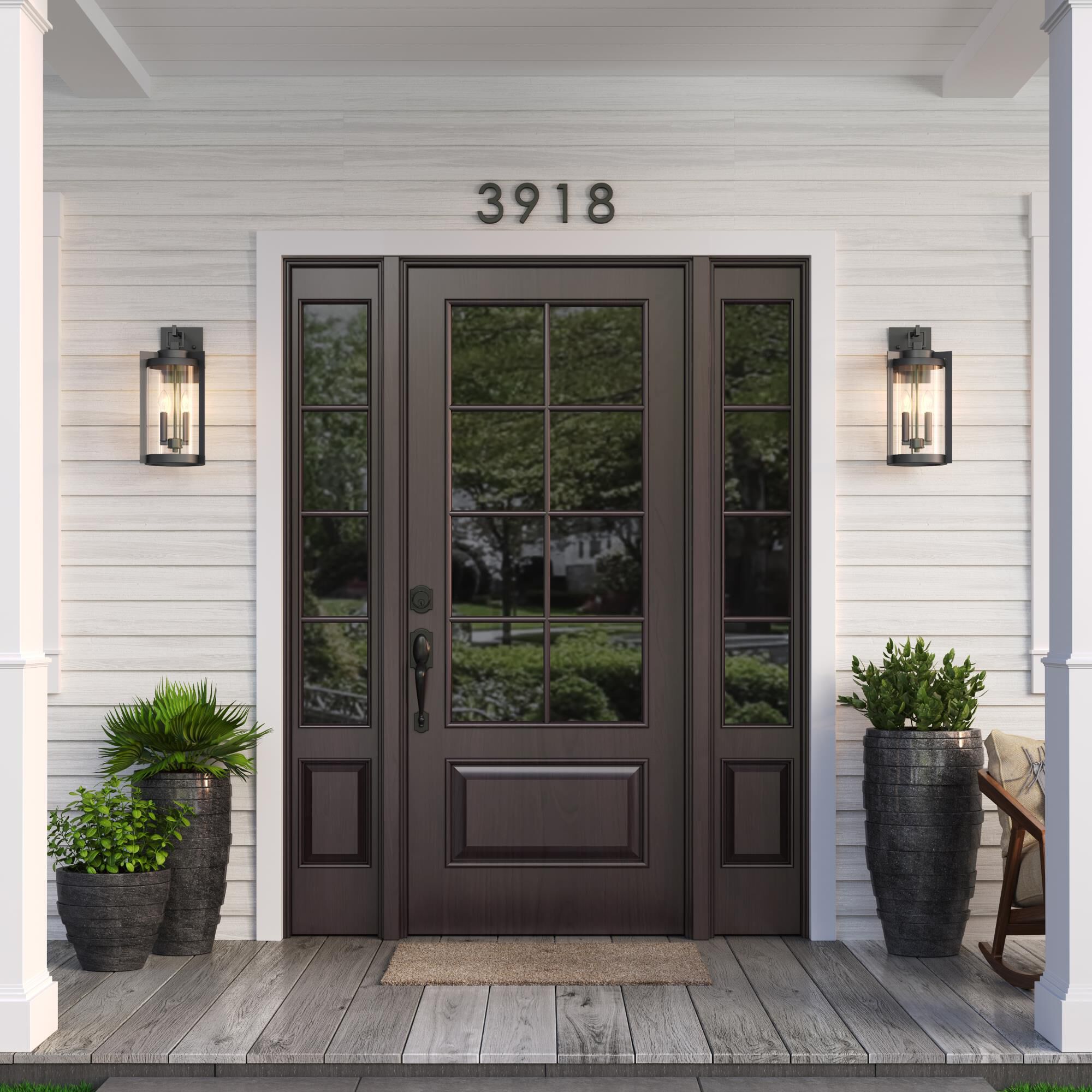 Shown in Textured Black finish and Clear glass