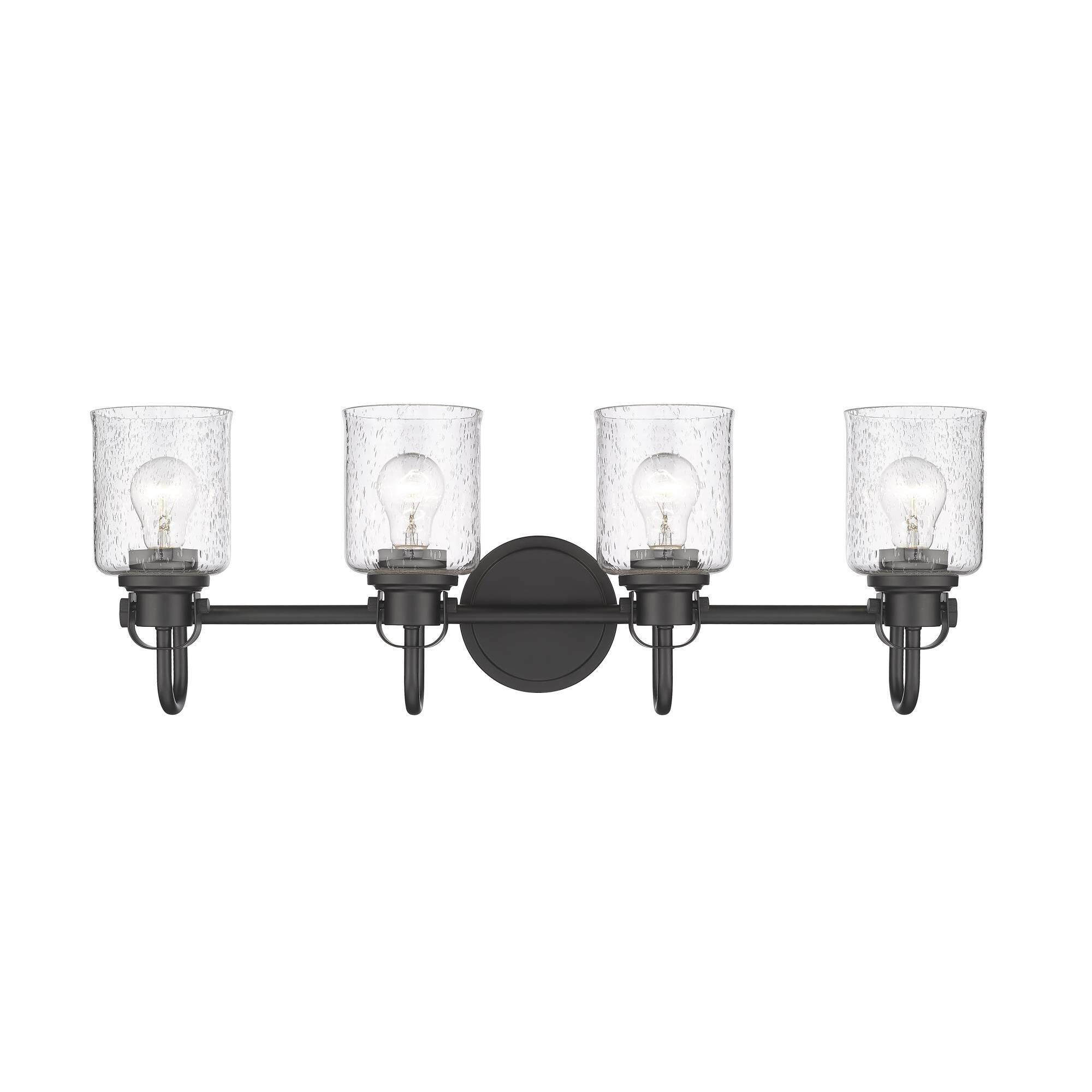 Shown in Matte Black finish and Glass shade