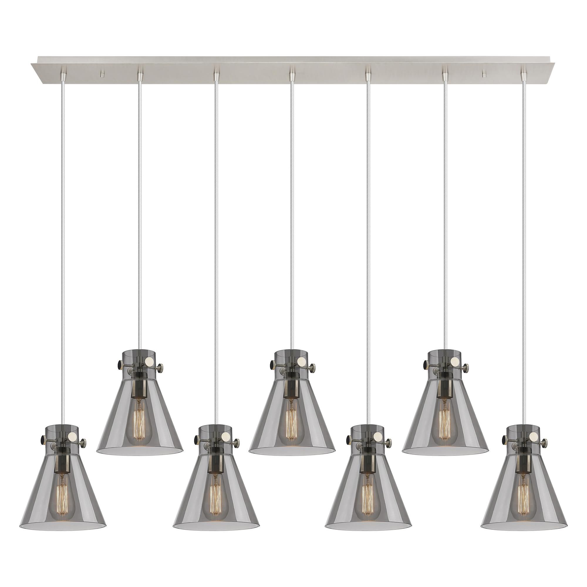 Shown in Polished Nickel finish and Light Smoke glass and Light Smoke Glass shade