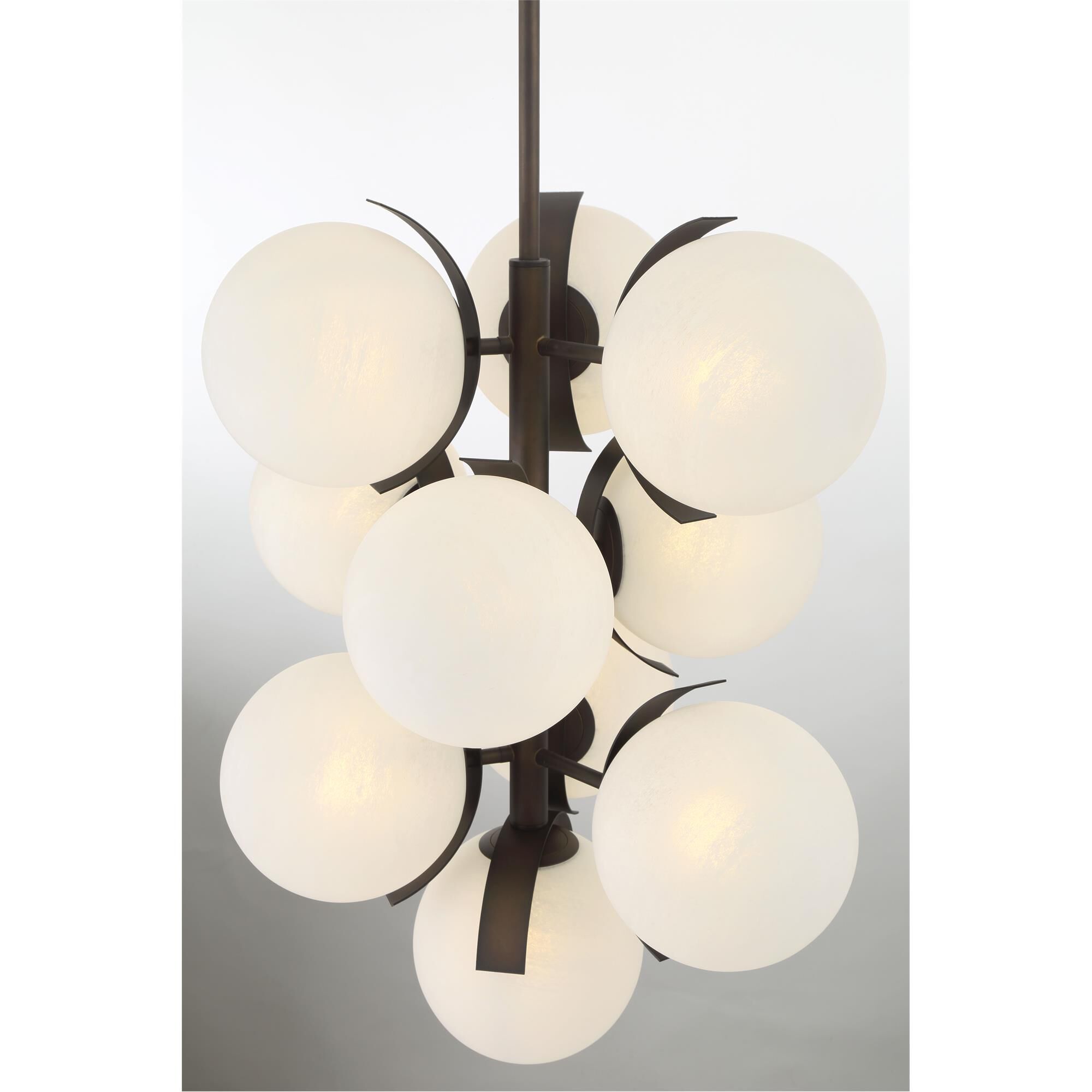 Shown in Dark Bronze finish and White Etched Alabaster glass