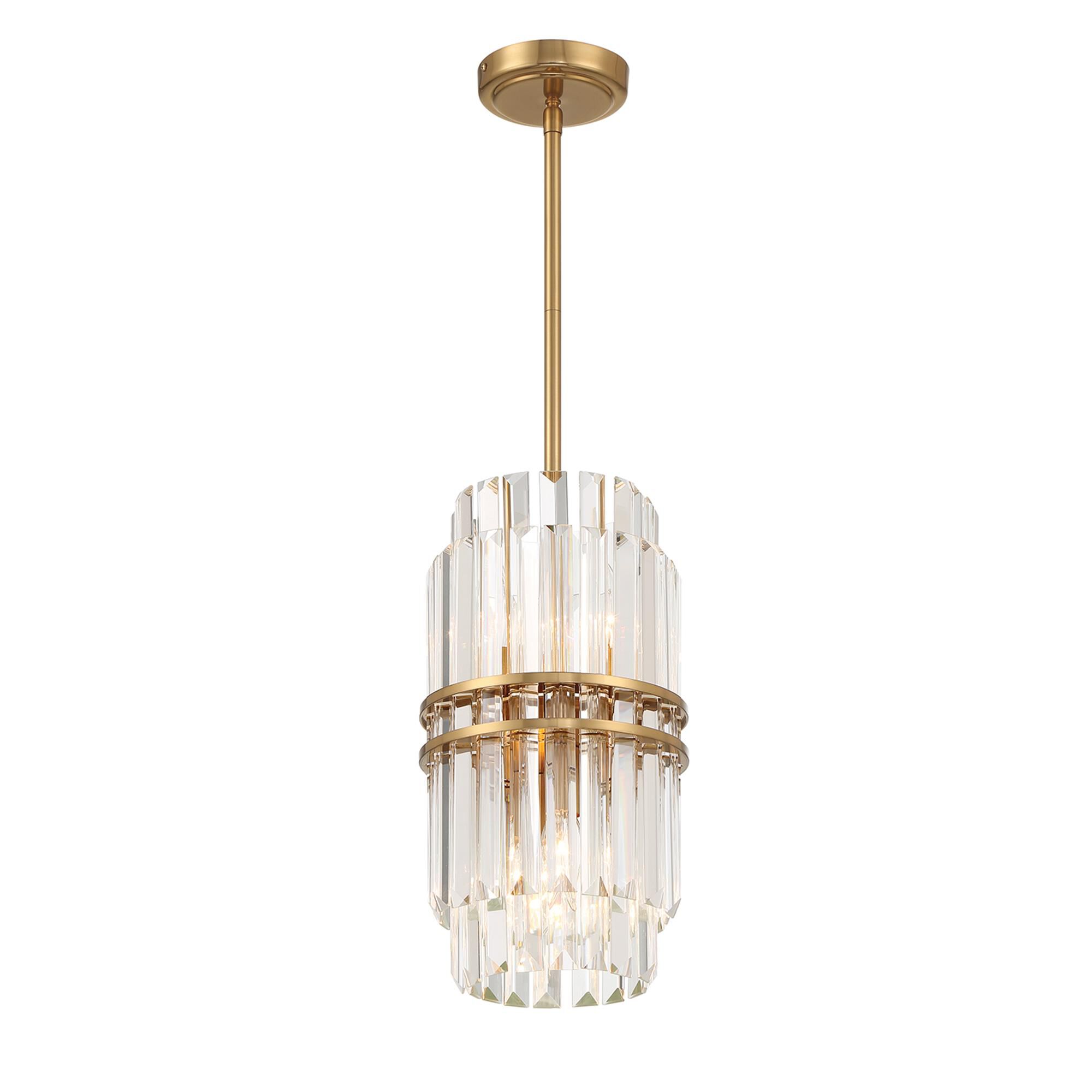 Shown in Aged Brass finish and Faceted crystal