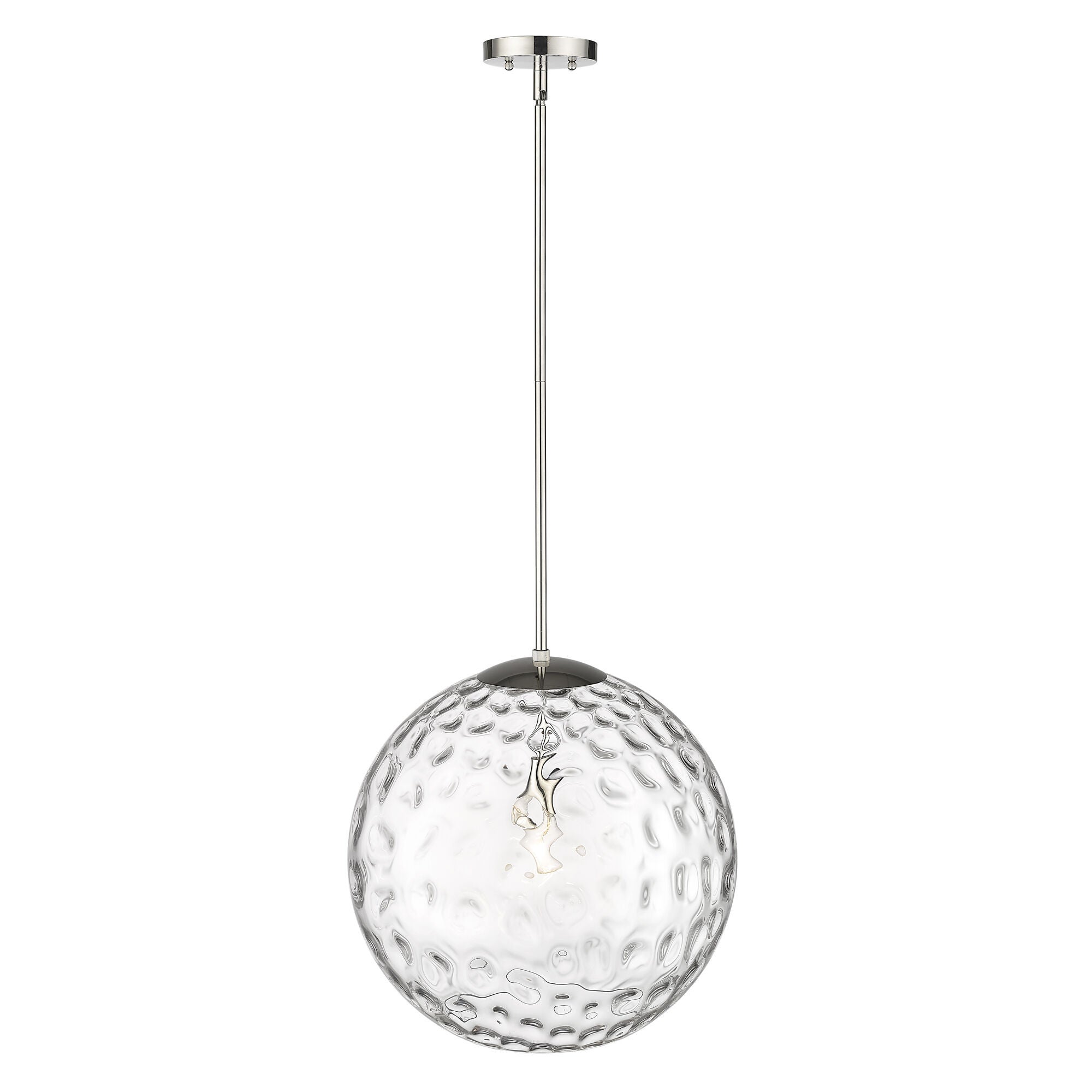 Shown in Polished Nickel finish and Rippled Water glass