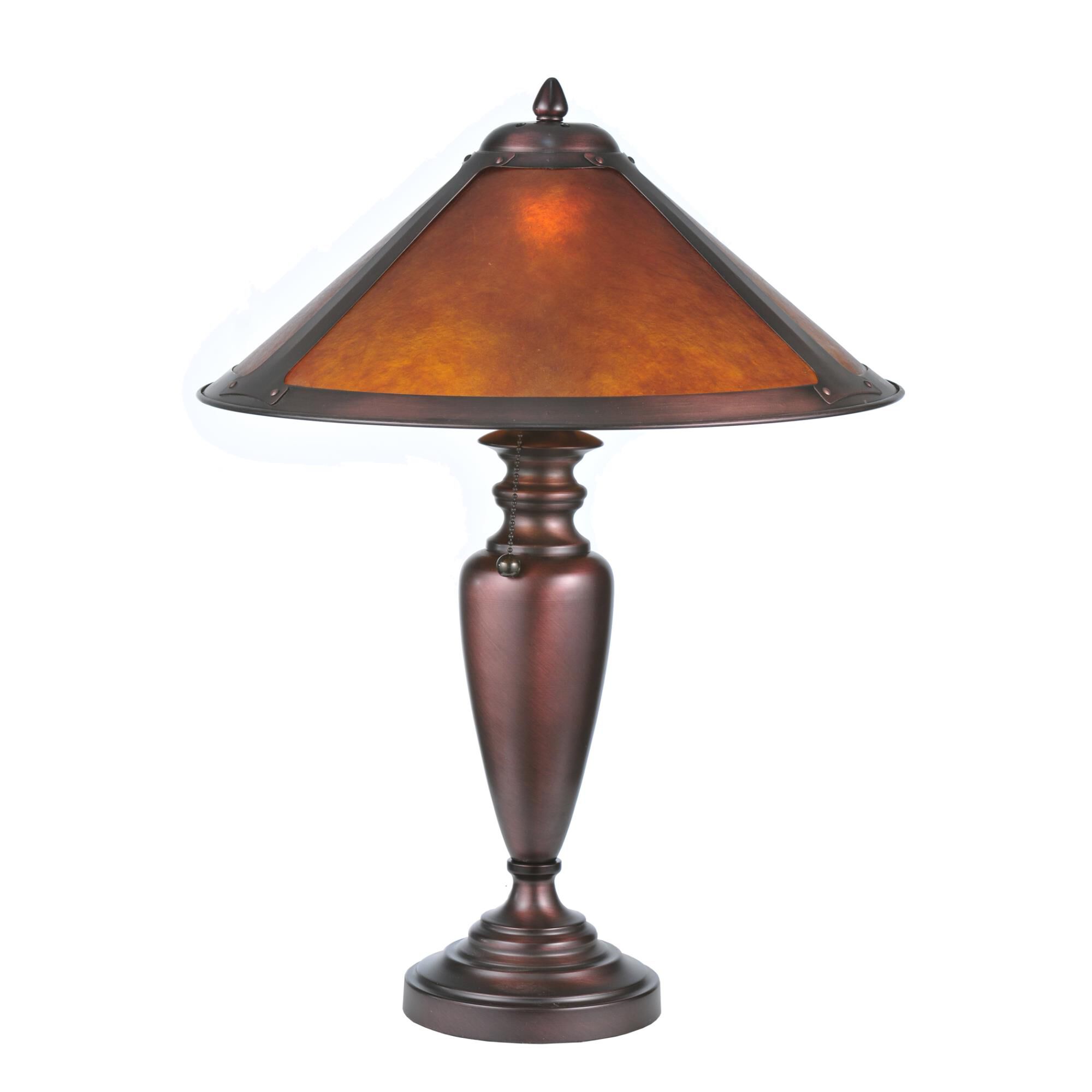 Shown in Mahogany Bronze finish and Amber Mica glass