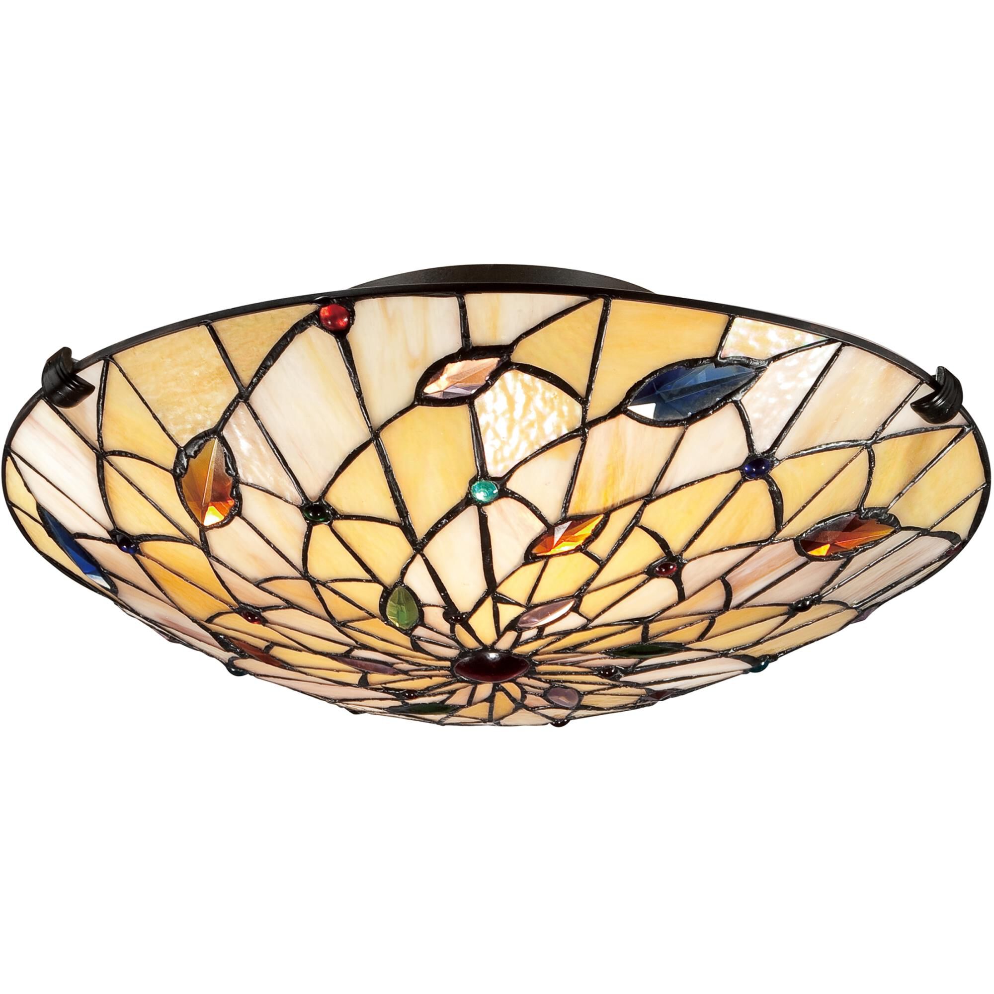 Shown in Vintage Bronze finish and Tiffany glass
