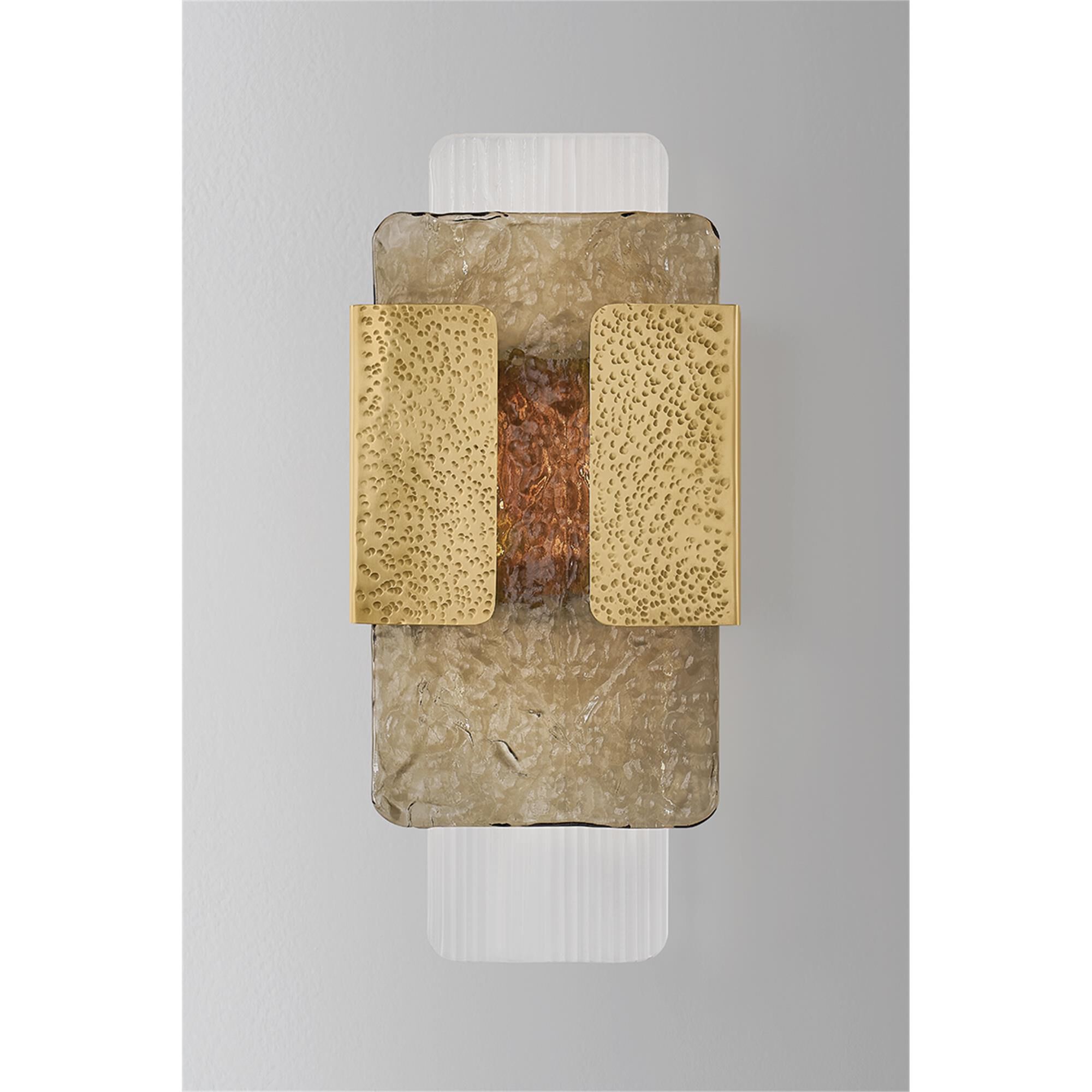 Shown in Vintage Brass finish and Topaz glass