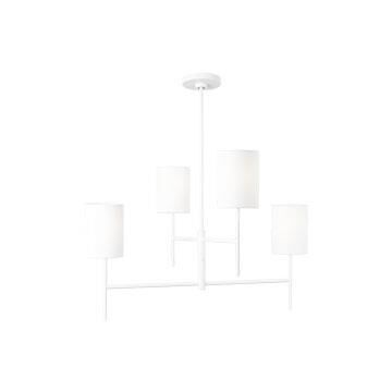 Shown in Matte White finish and White Linen shade