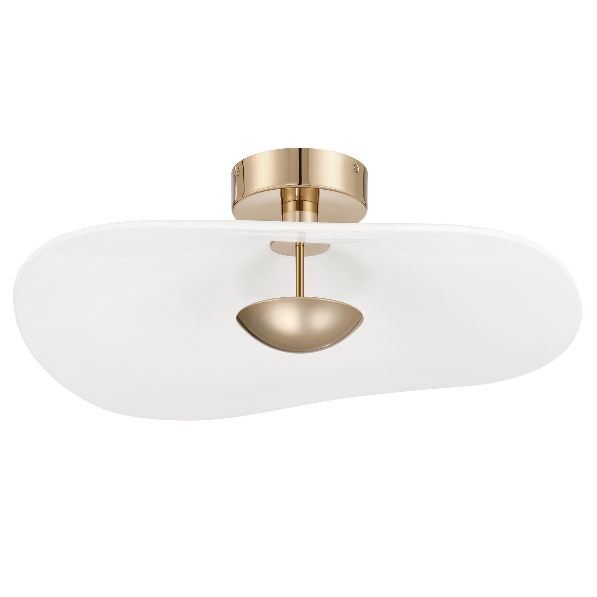 Shown in Polished Gold finish and White Glazed glass