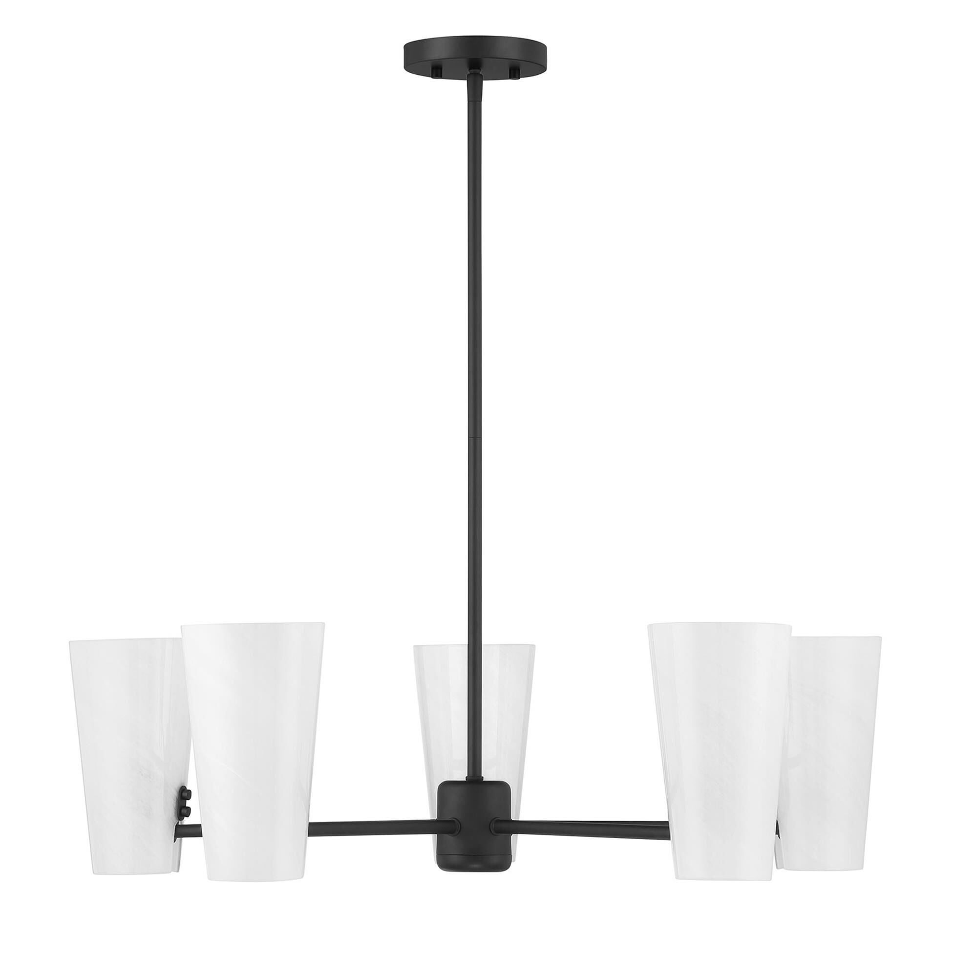 Shown in Matte Black finish and White Strie glass