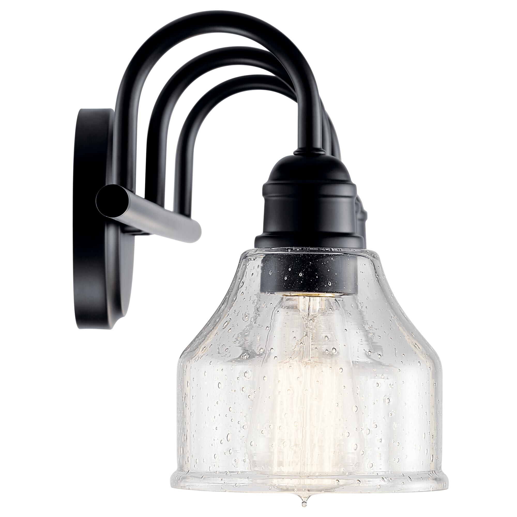 Shown in Black finish and Clear Seeded glass