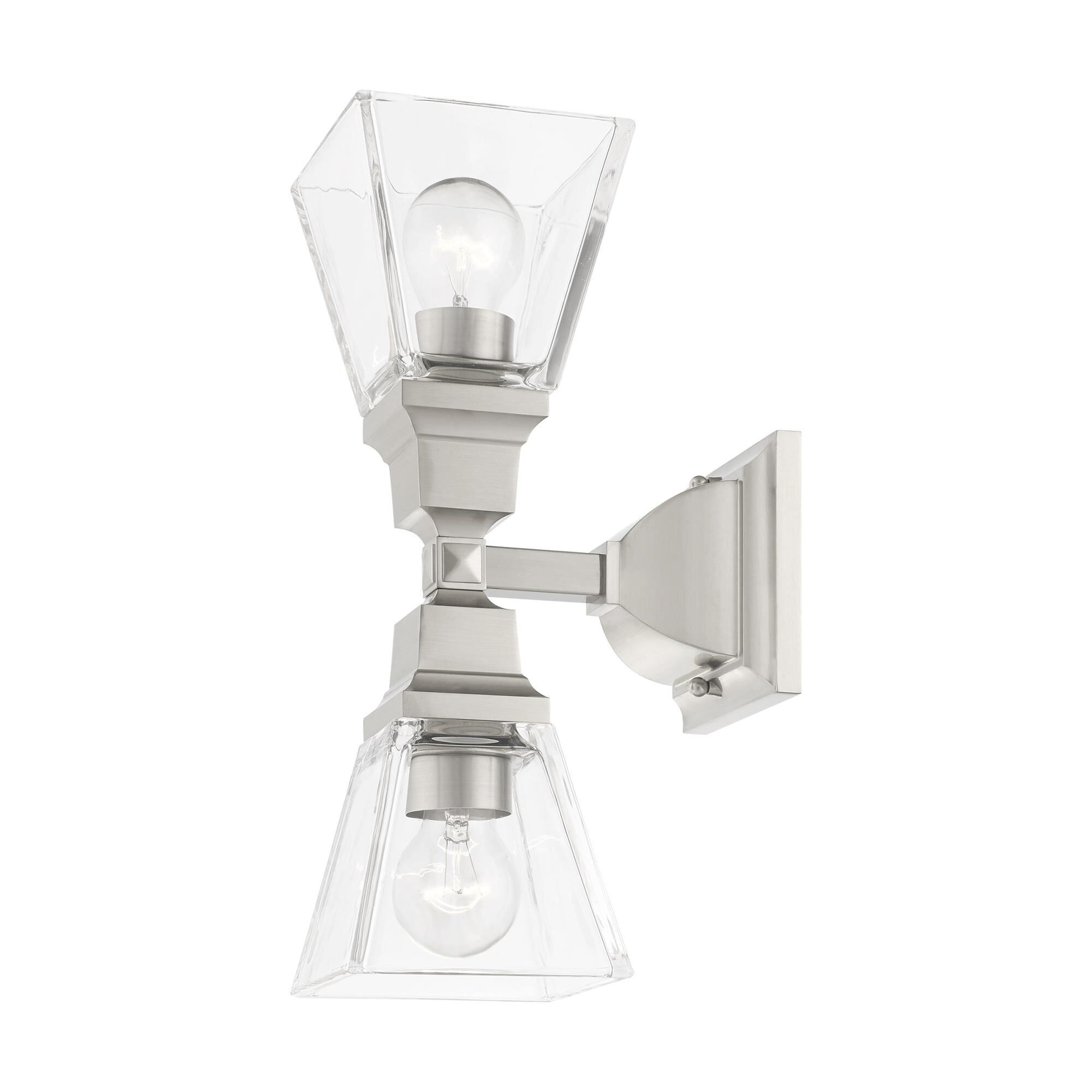 Shown in Brushed Nickel finish and Clear glass and Clear Glass shade