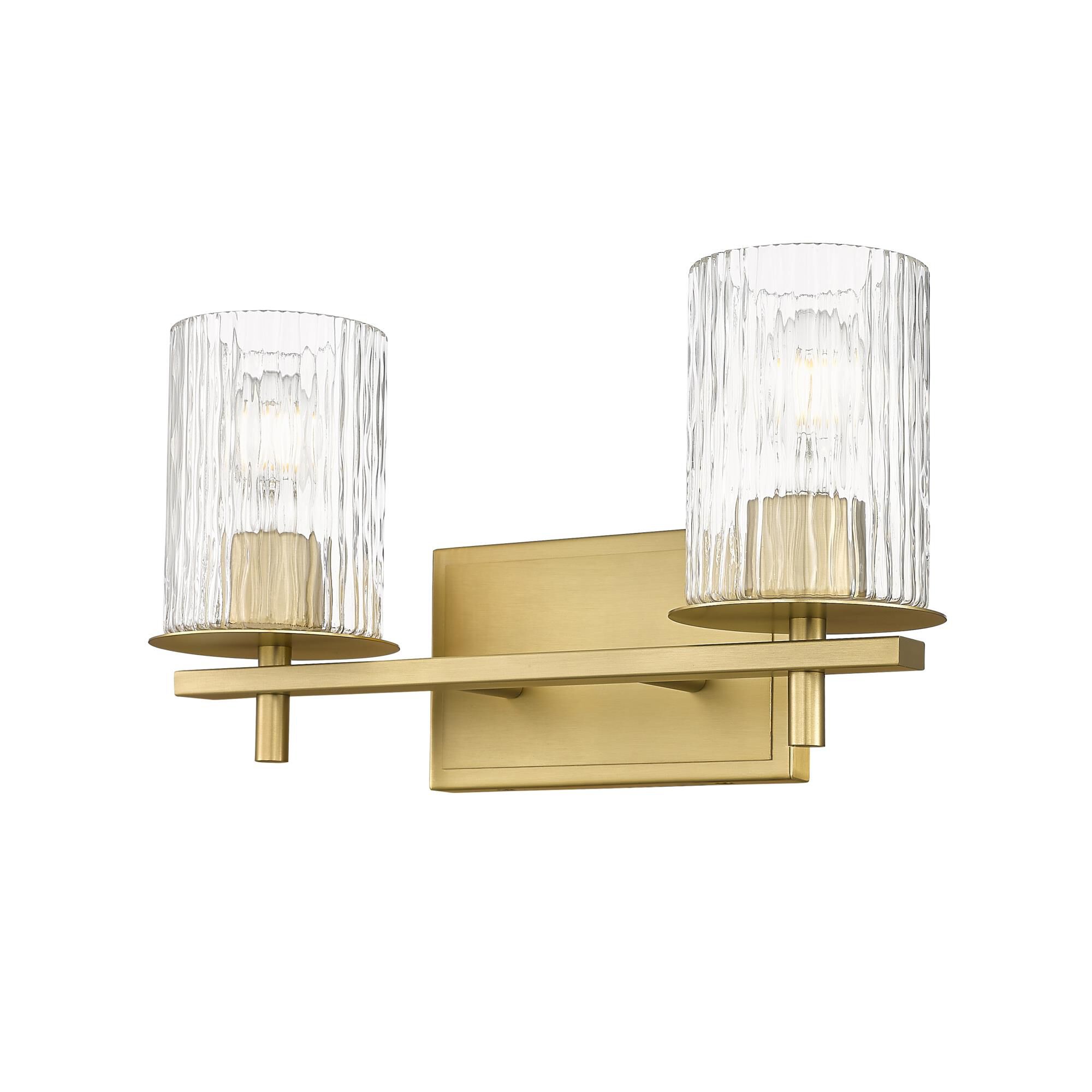 Shown in Modern Gold finish and Clear + Etched Opal glass and Clear + Etched Opal shade