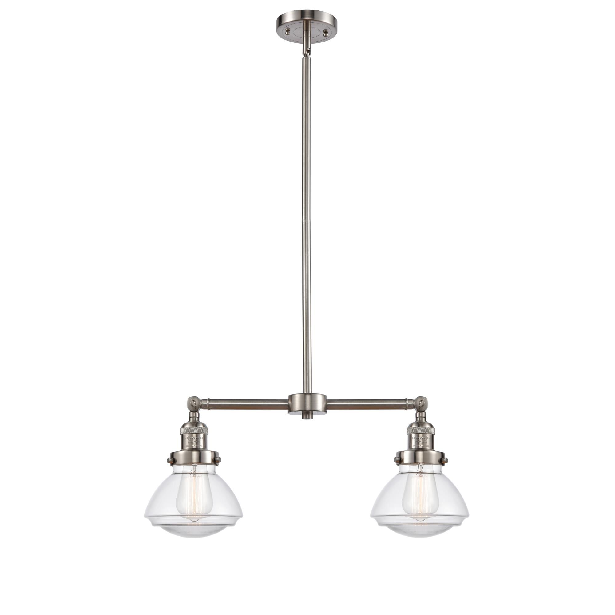 Shown in Brushed Satin Nickel finish and Bell glass and Glass shade