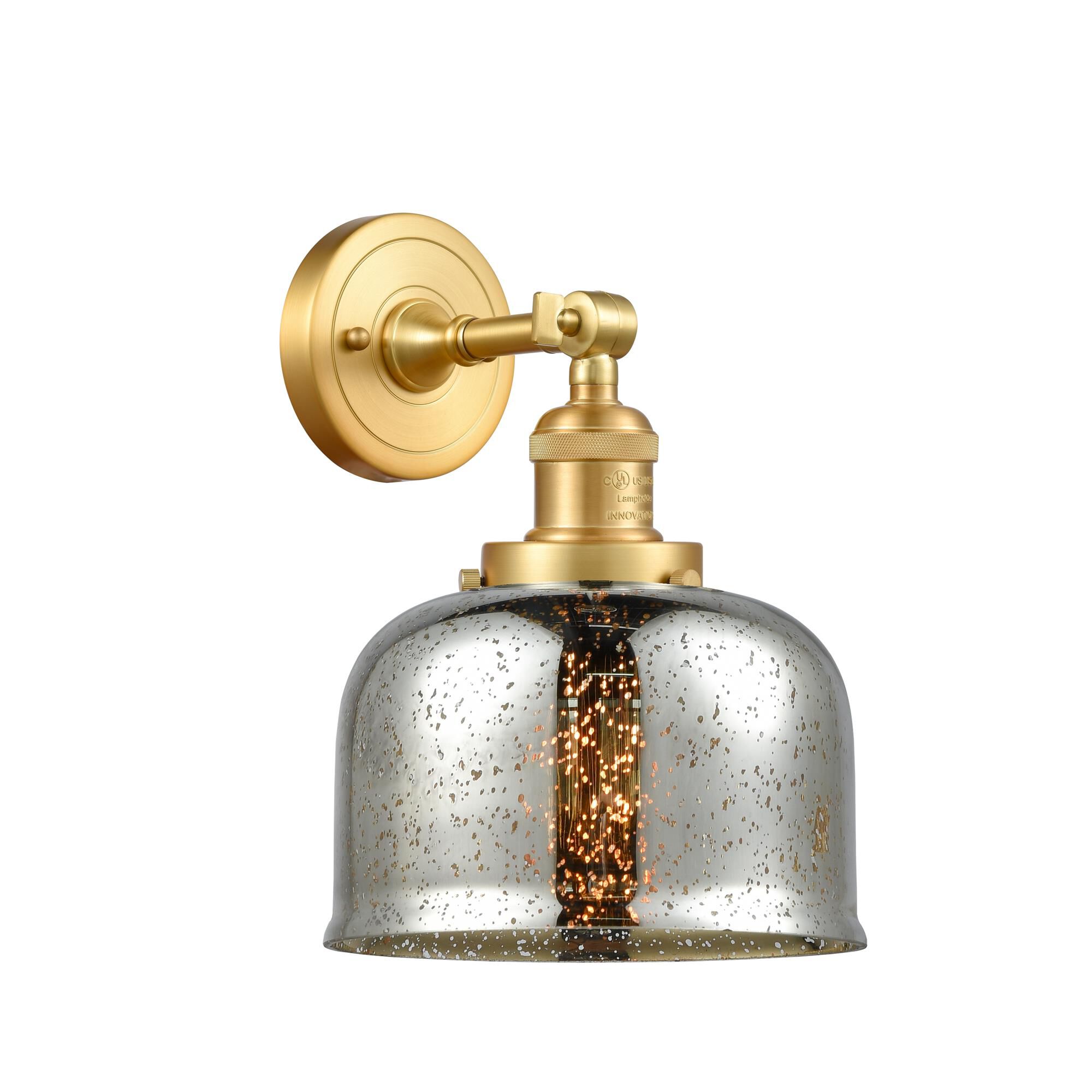 Shown in Satin Gold finish and Silver Plated Mercury Large Bell glass