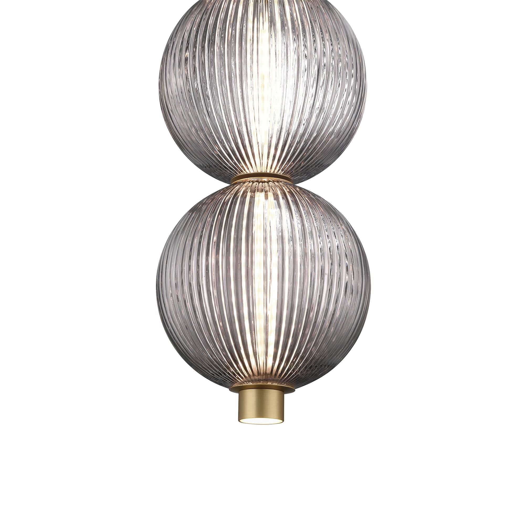 Shown in Gold finish and Smoke Ribbed  glass