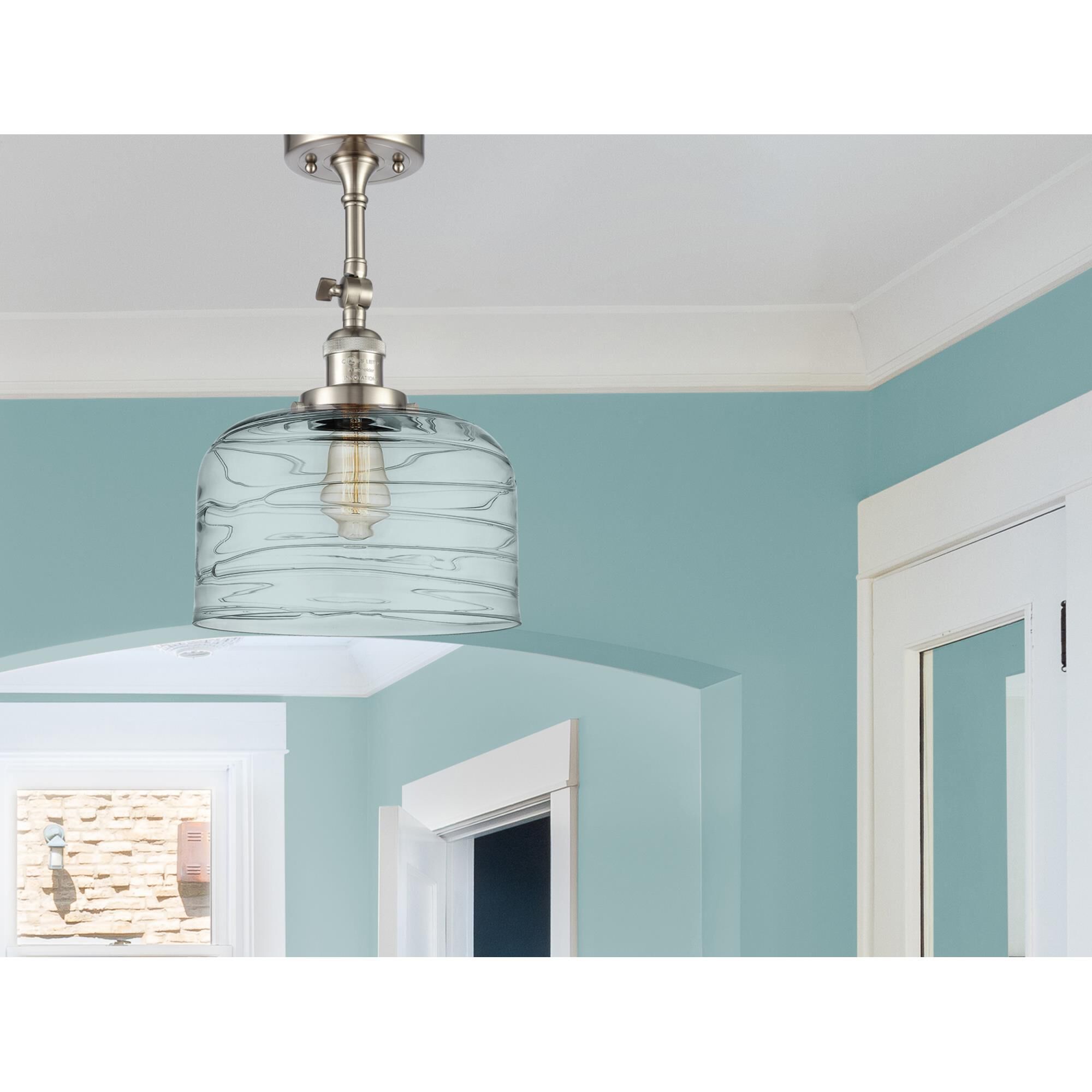 Shown in Brushed Satin Nickel finish and Clear glass