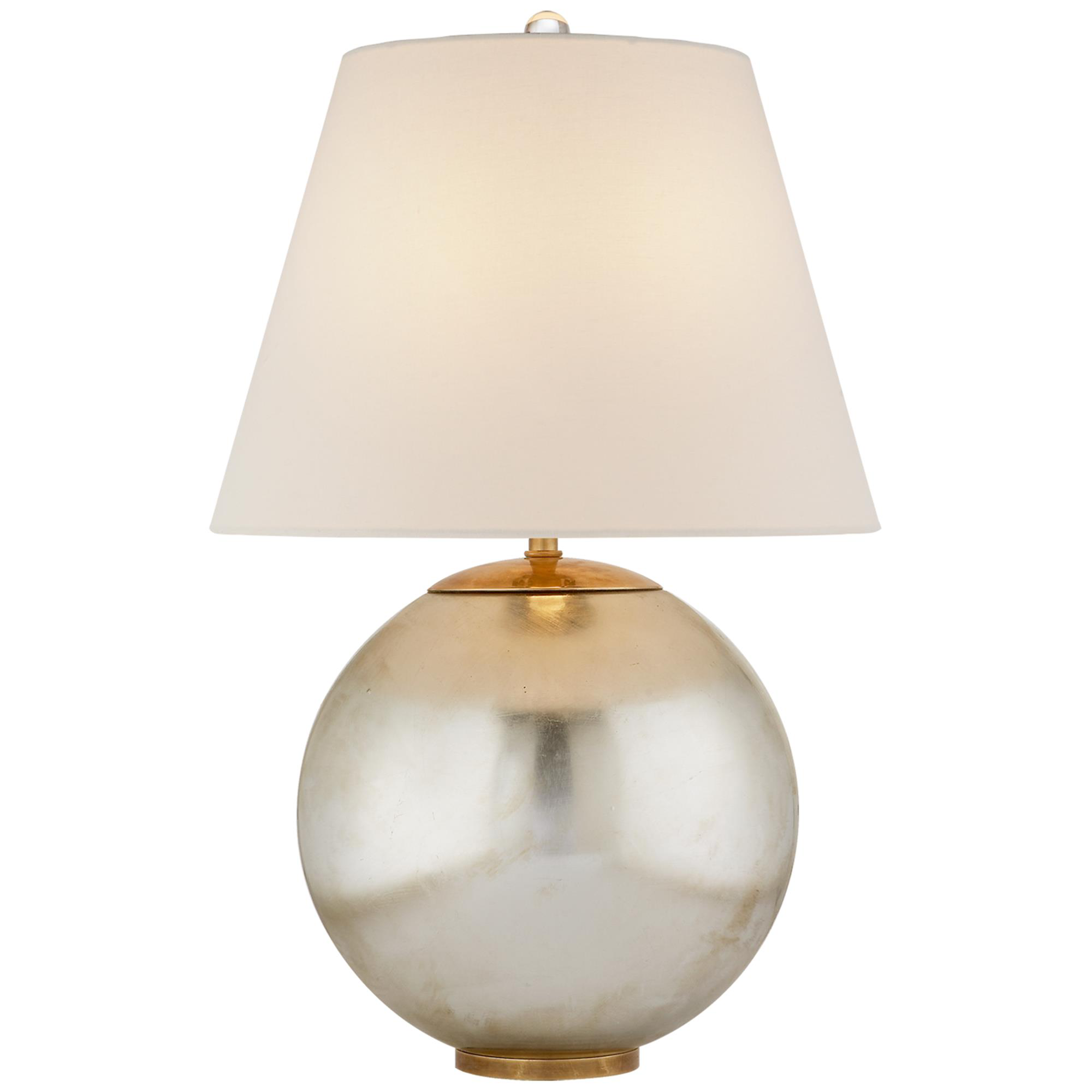 Shown in Burnished Silver Leaf finish and Linen shade