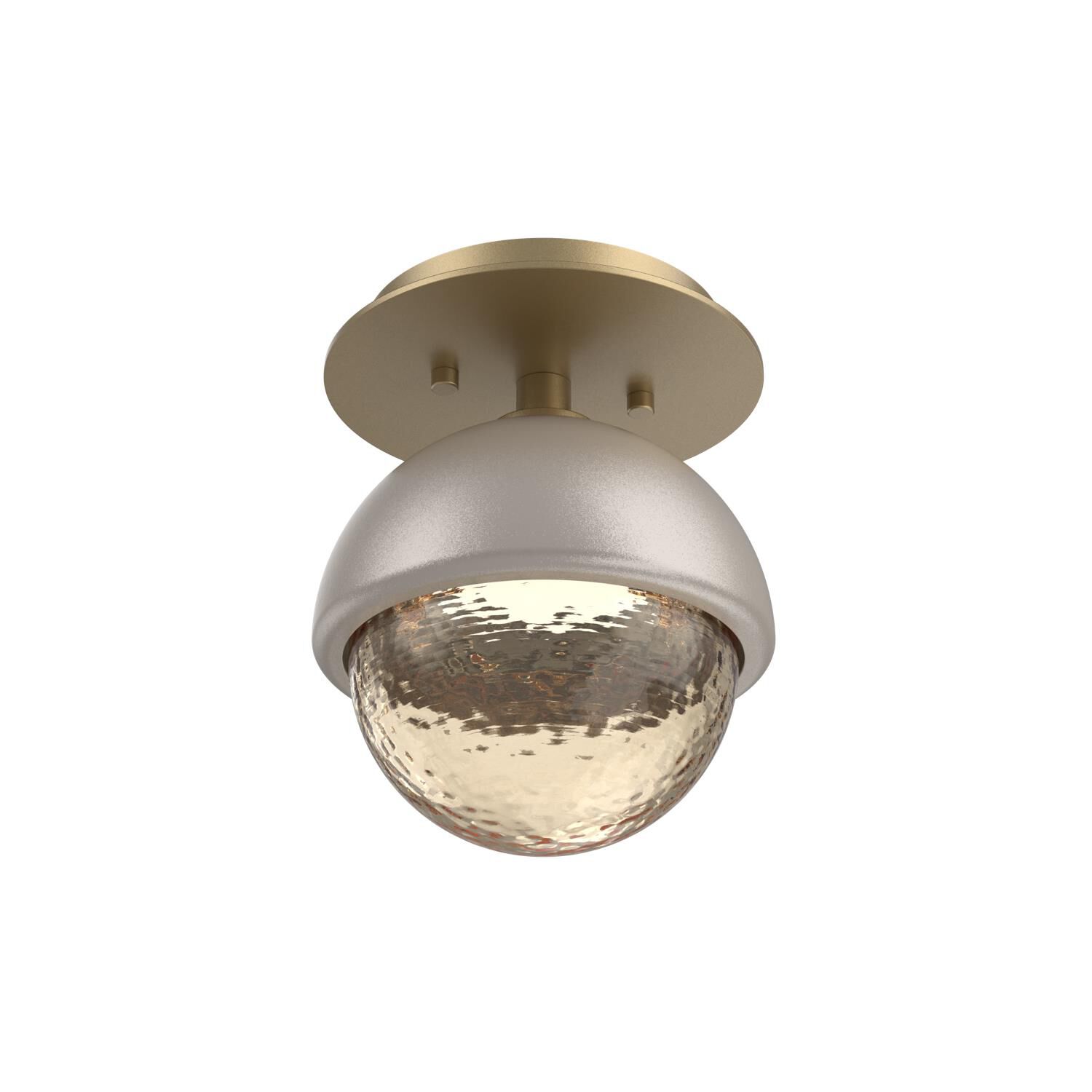 Shown in Gilded Brass finish and Amber glass and Beige Silver accent