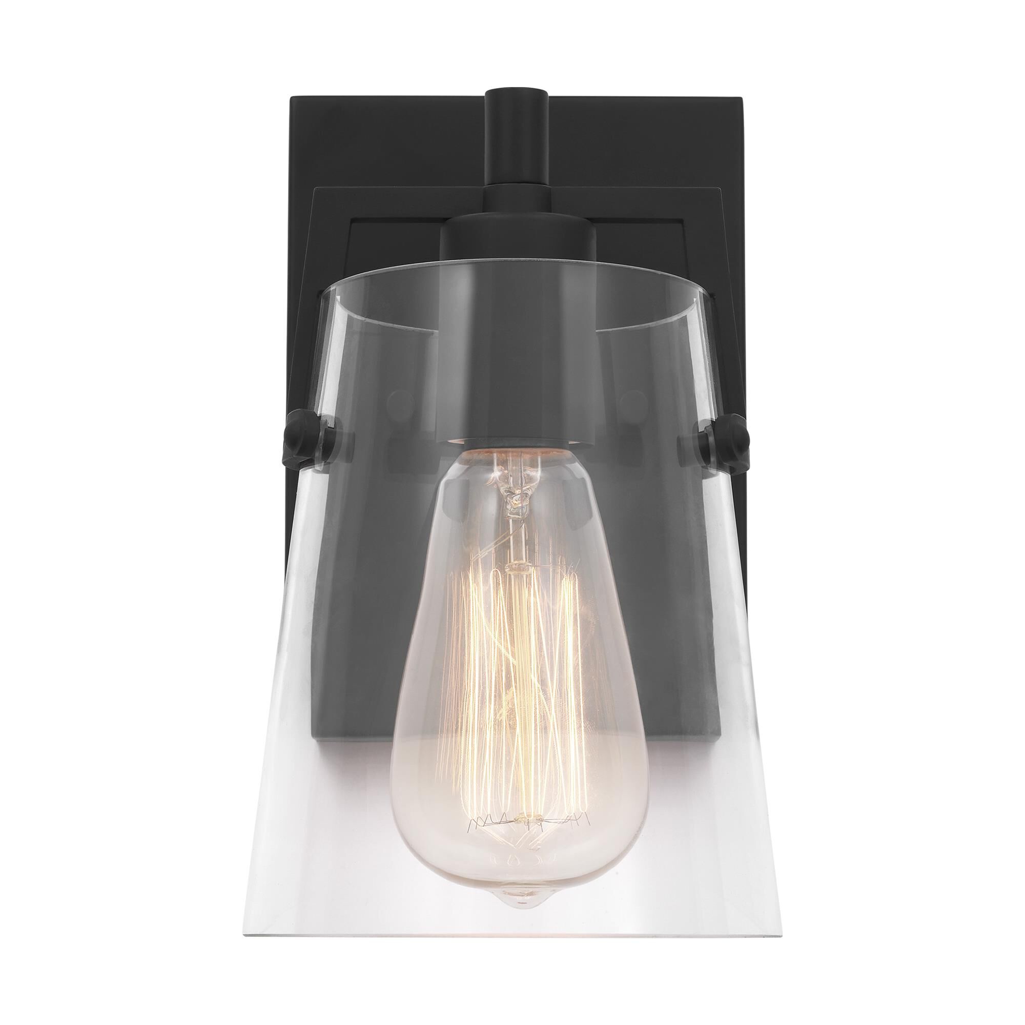 Shown in Midnight Black finish and Clear Glass shade