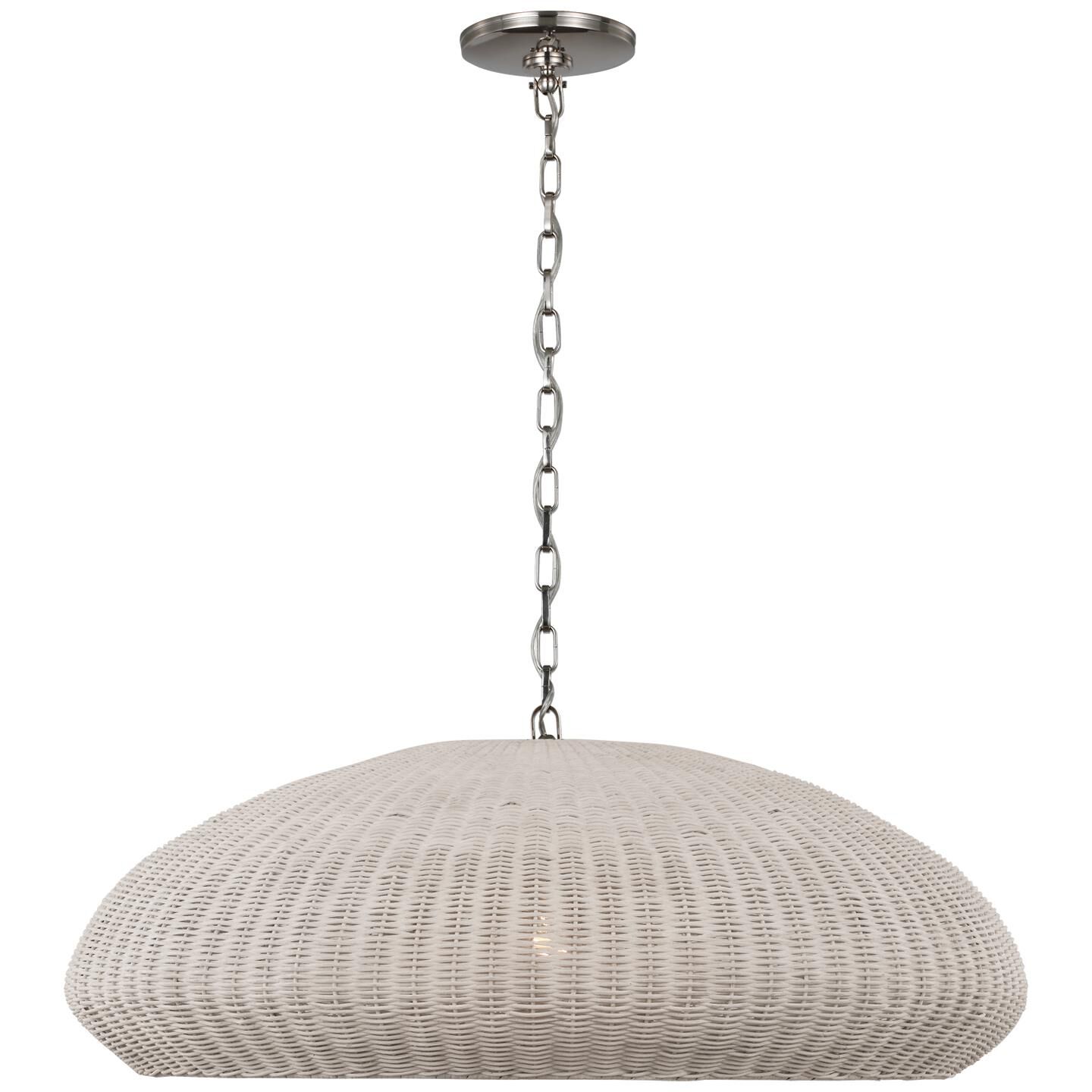 Shown in Polished Nickel finish and Chalk Wicker shade