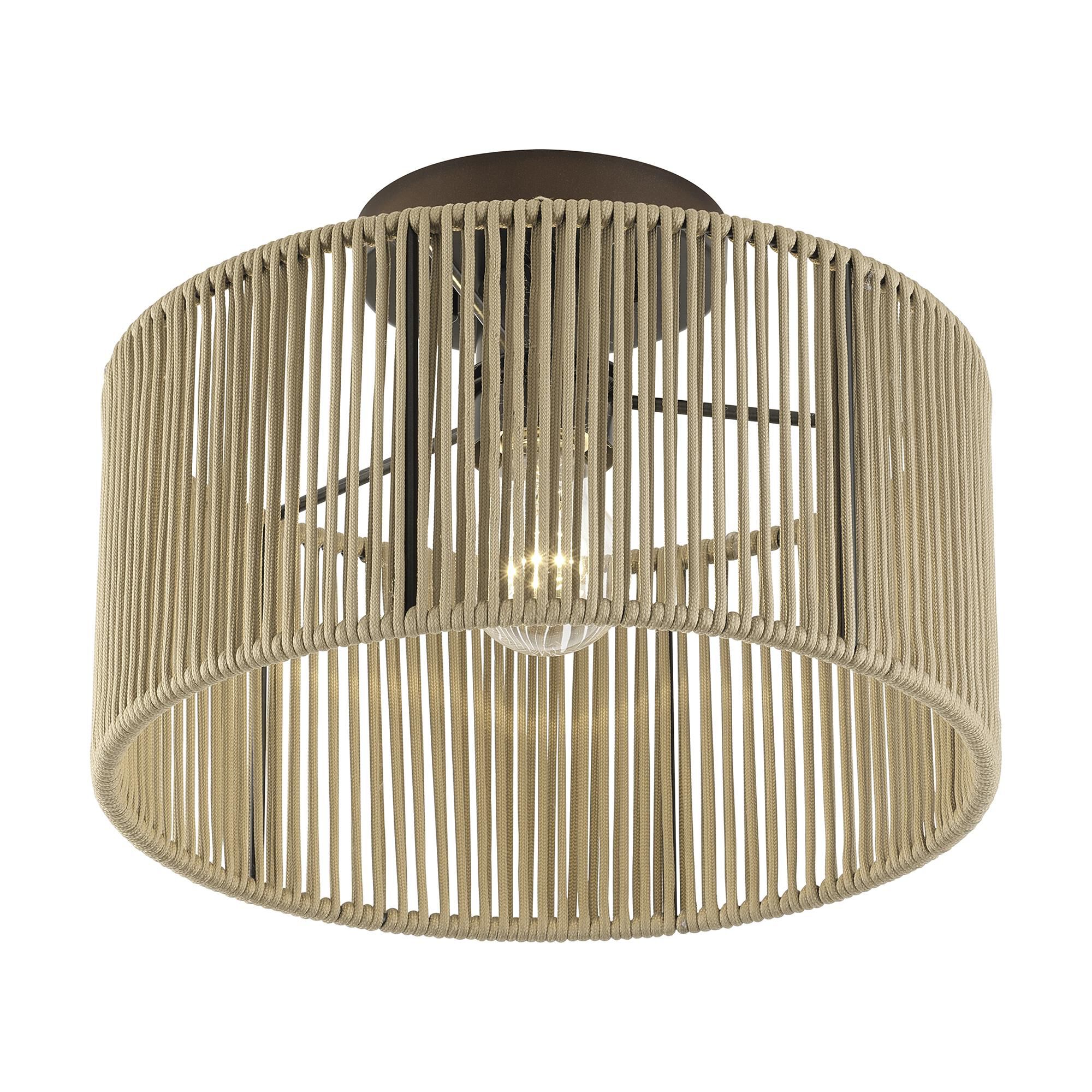 Shown in English Bronze finish and Hand-Woven Venetian Gold Color Polyester Rope shade