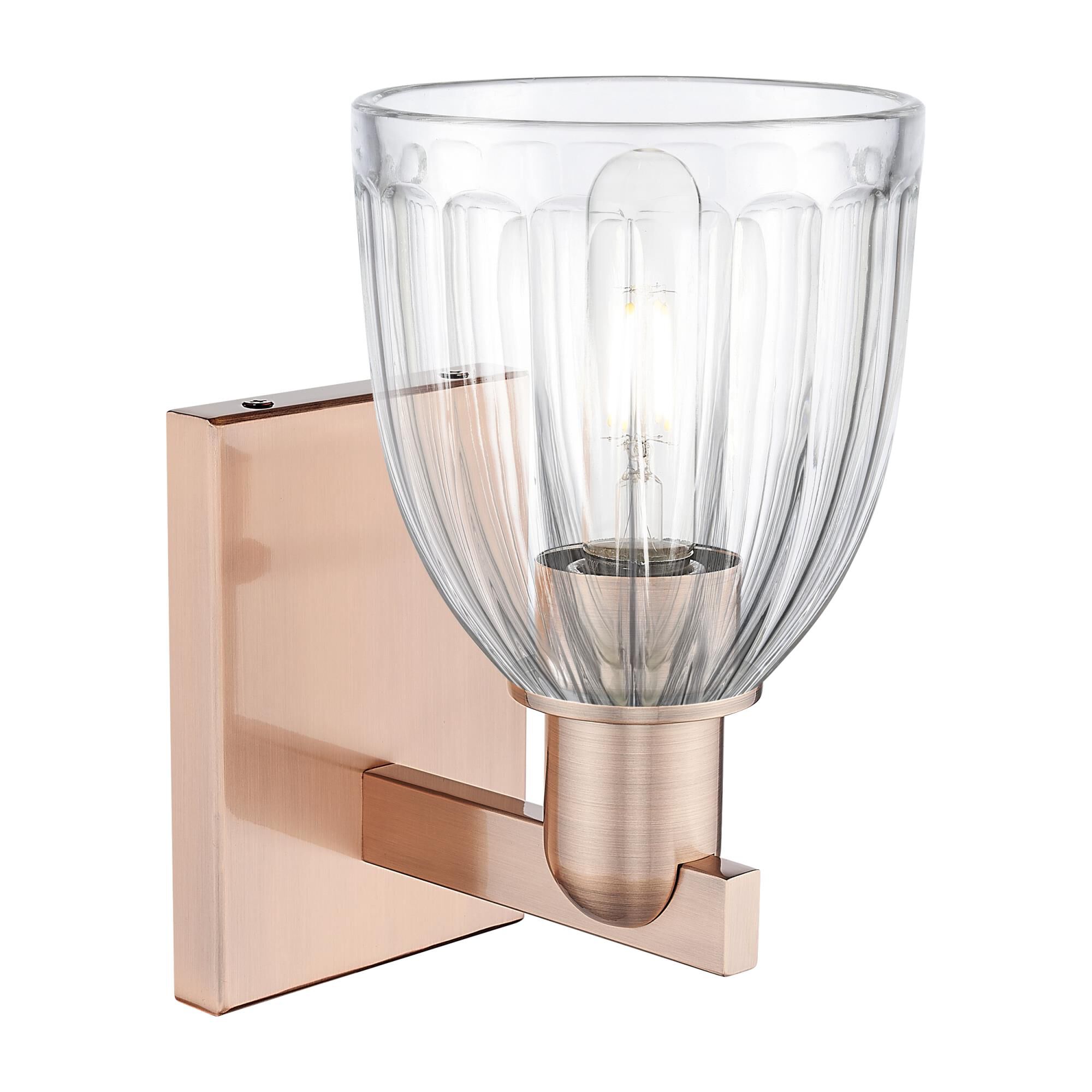Shown in Antique Copper finish and Clear glass