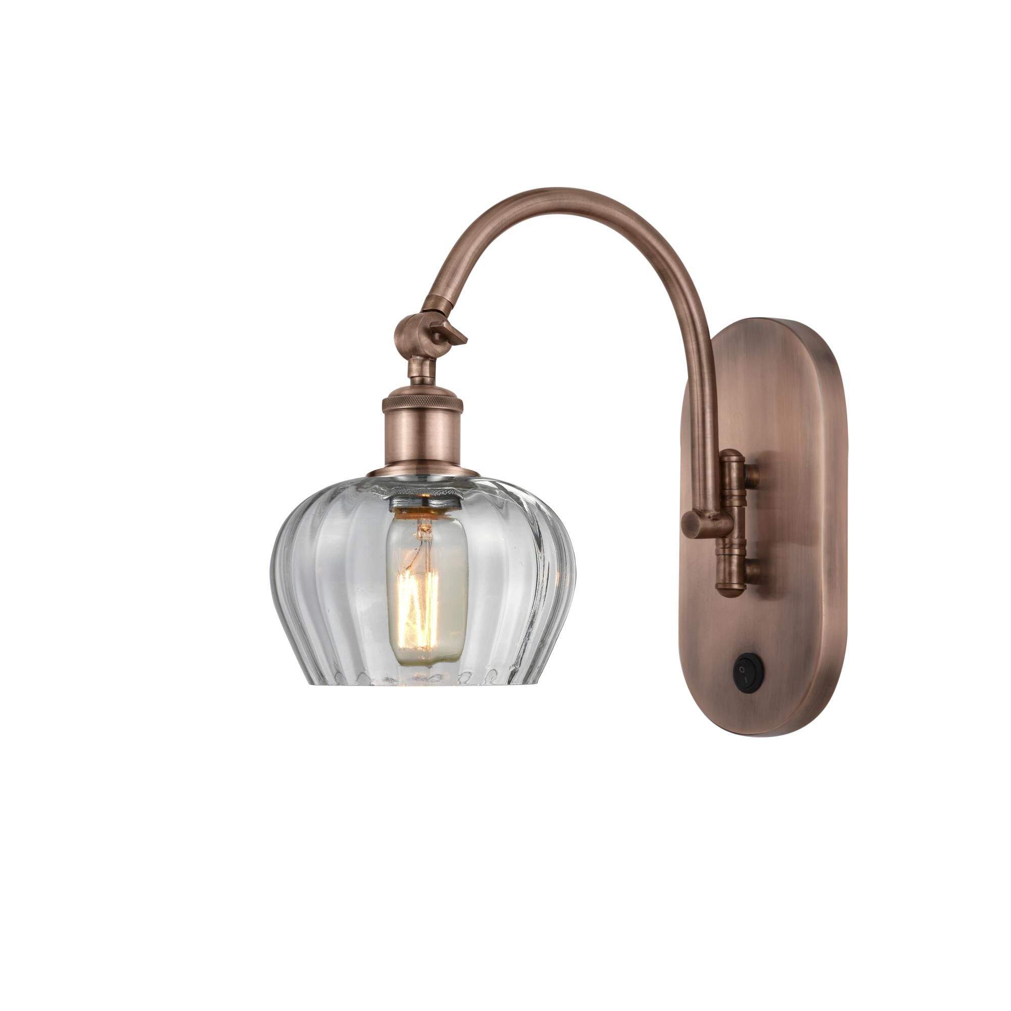Shown in Antique Copper finish and Clear glass