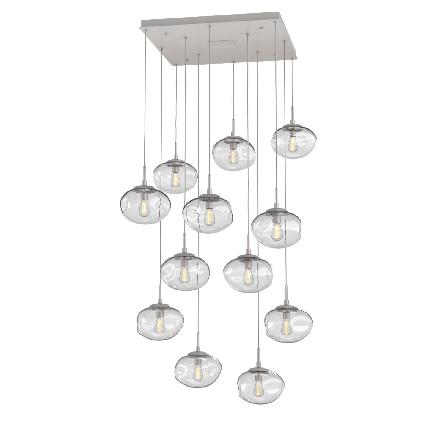 Shown in Metallic Beige Silver finish and Blown Clear glass