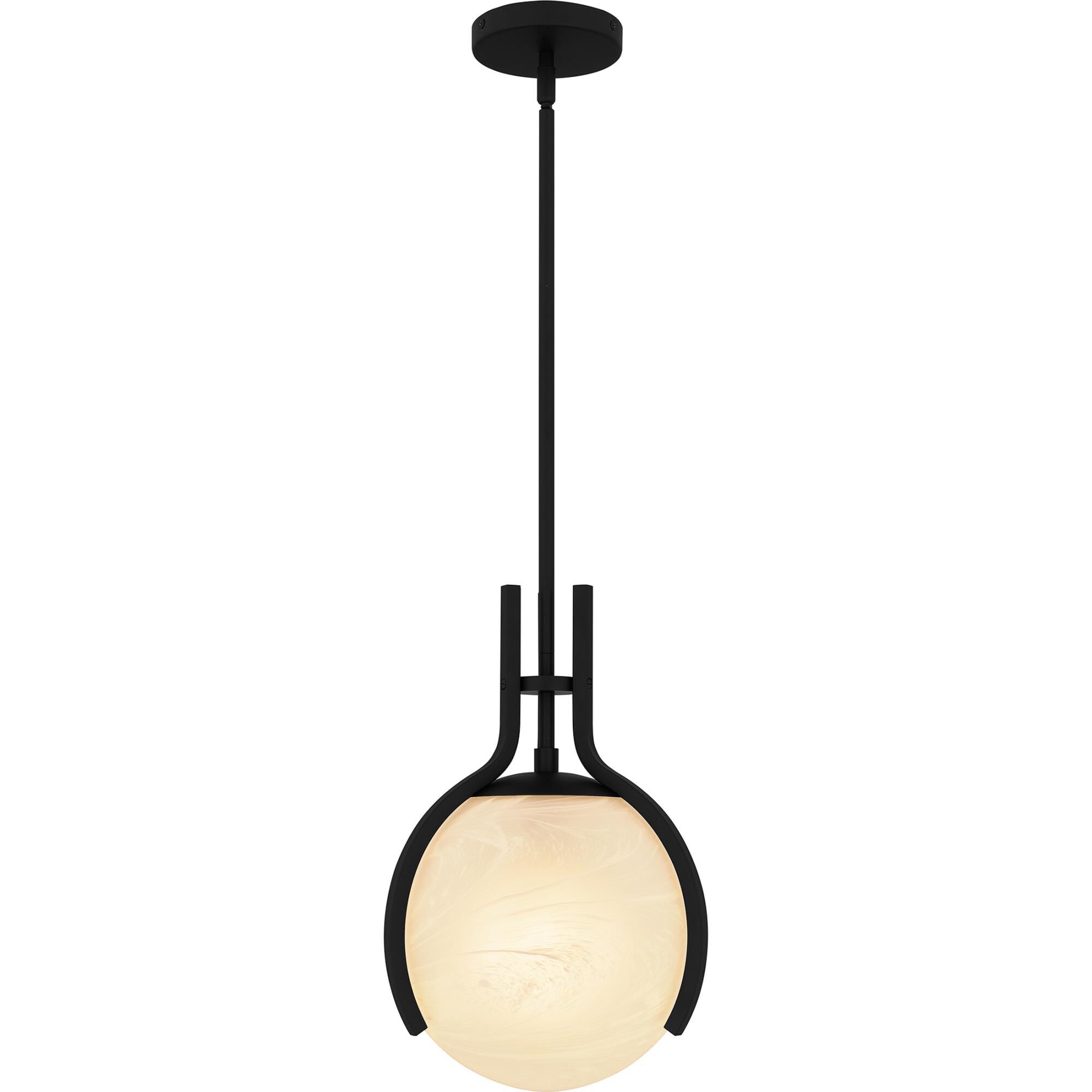 Shown in Matte Black finish and Alabaster Glass shade