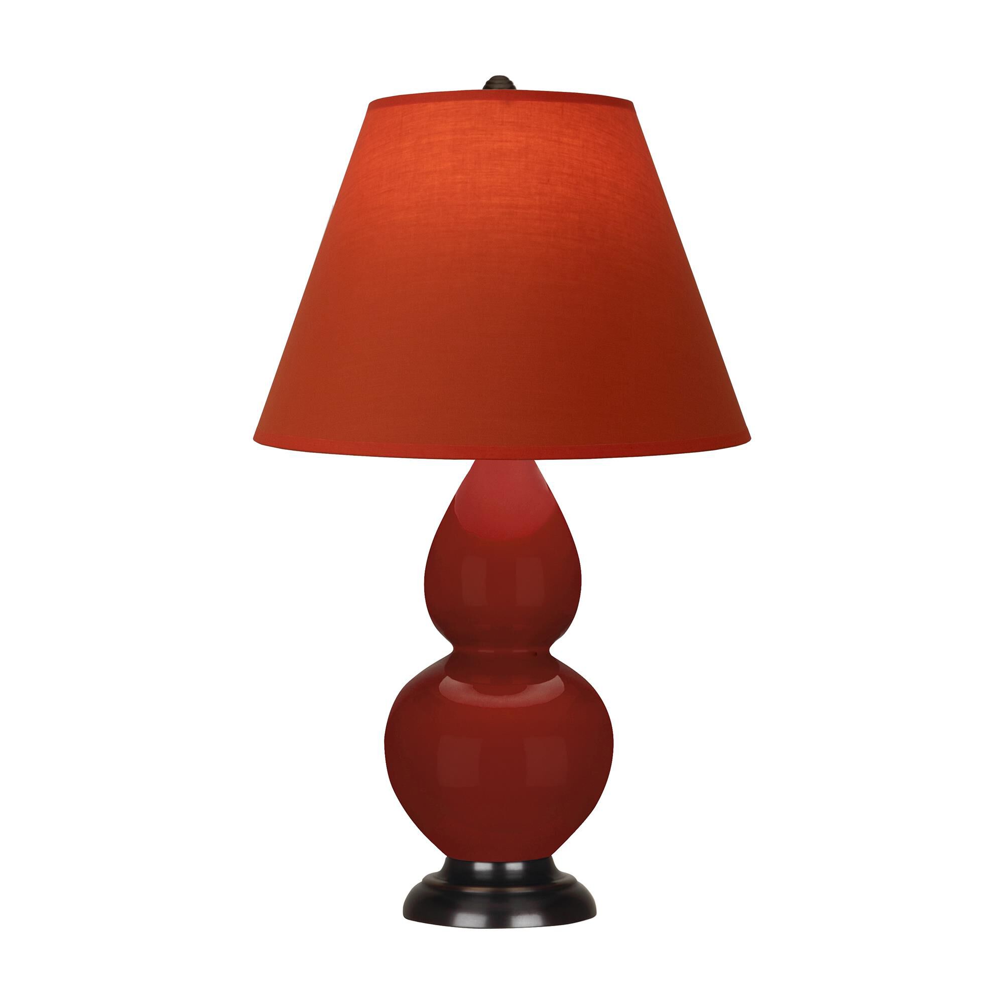 Shown in Oxblood finish and Tangerine and Taupe Lining shade and Deep Patina Bronze accent