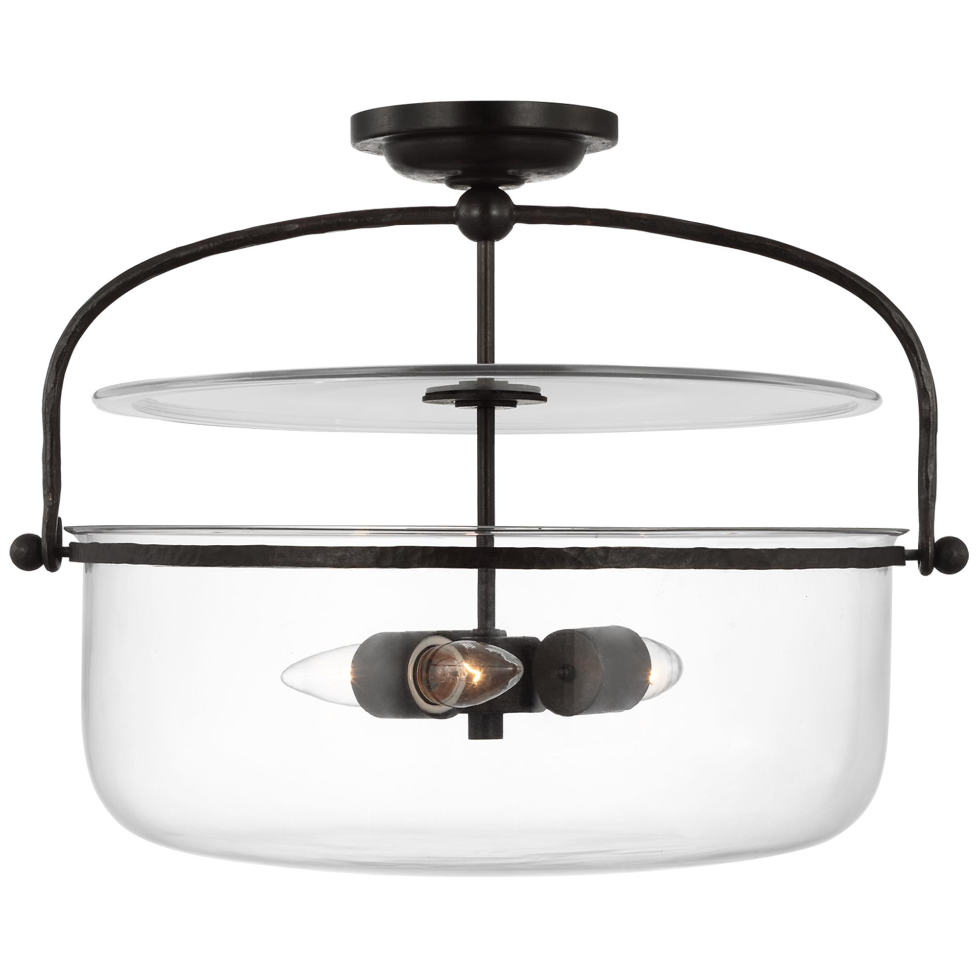 Shown in Aged Iron finish and Clear glass
