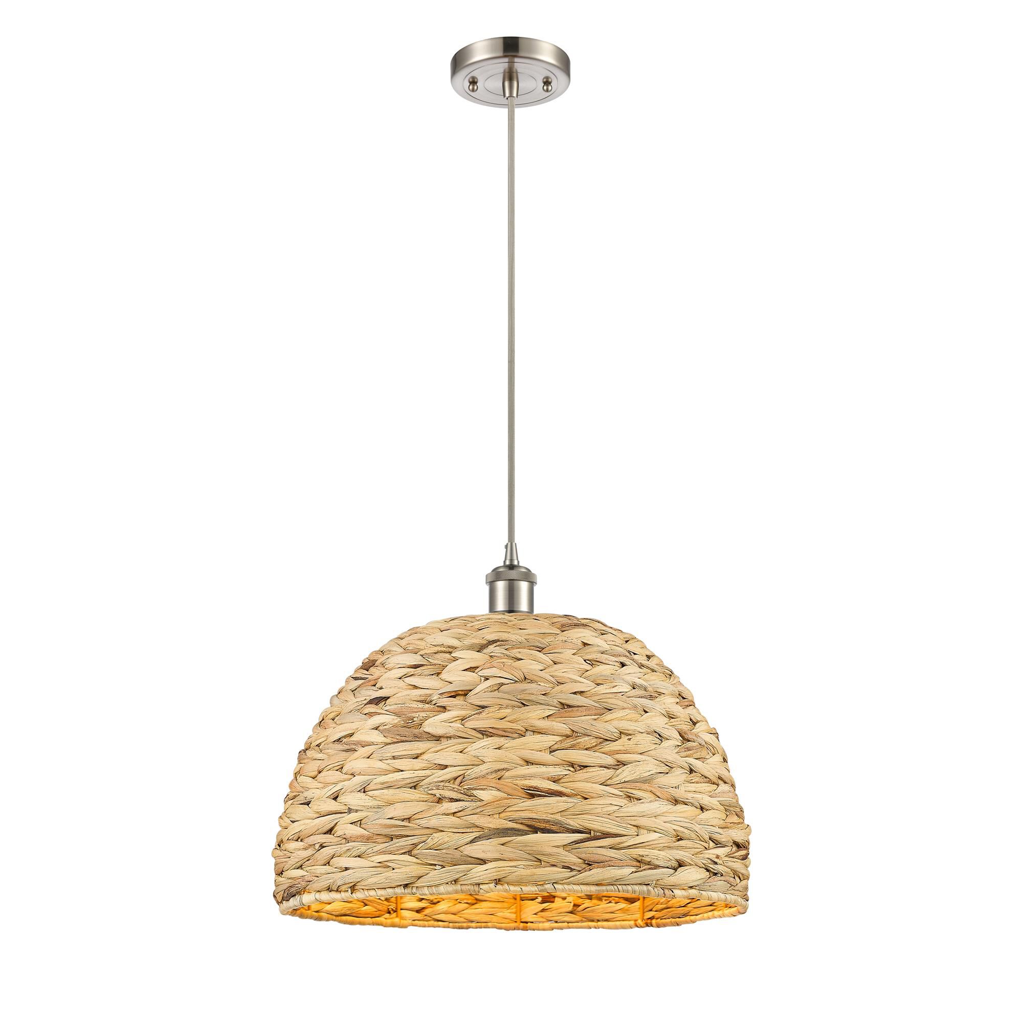 Shown in Satin Nickel finish and Natural shade