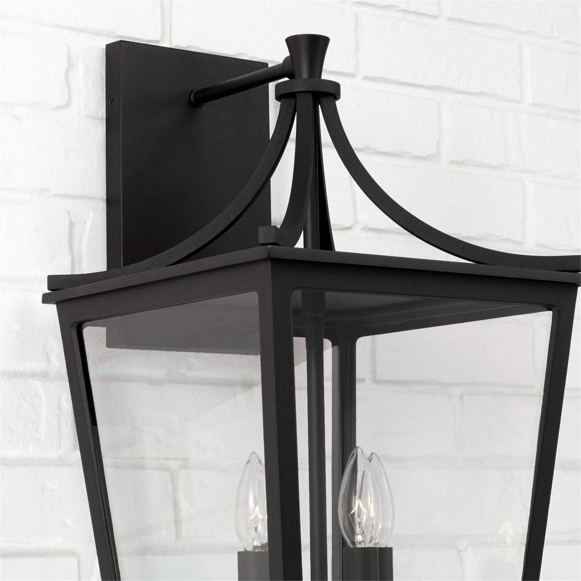 Shown in Black finish and Clear glass