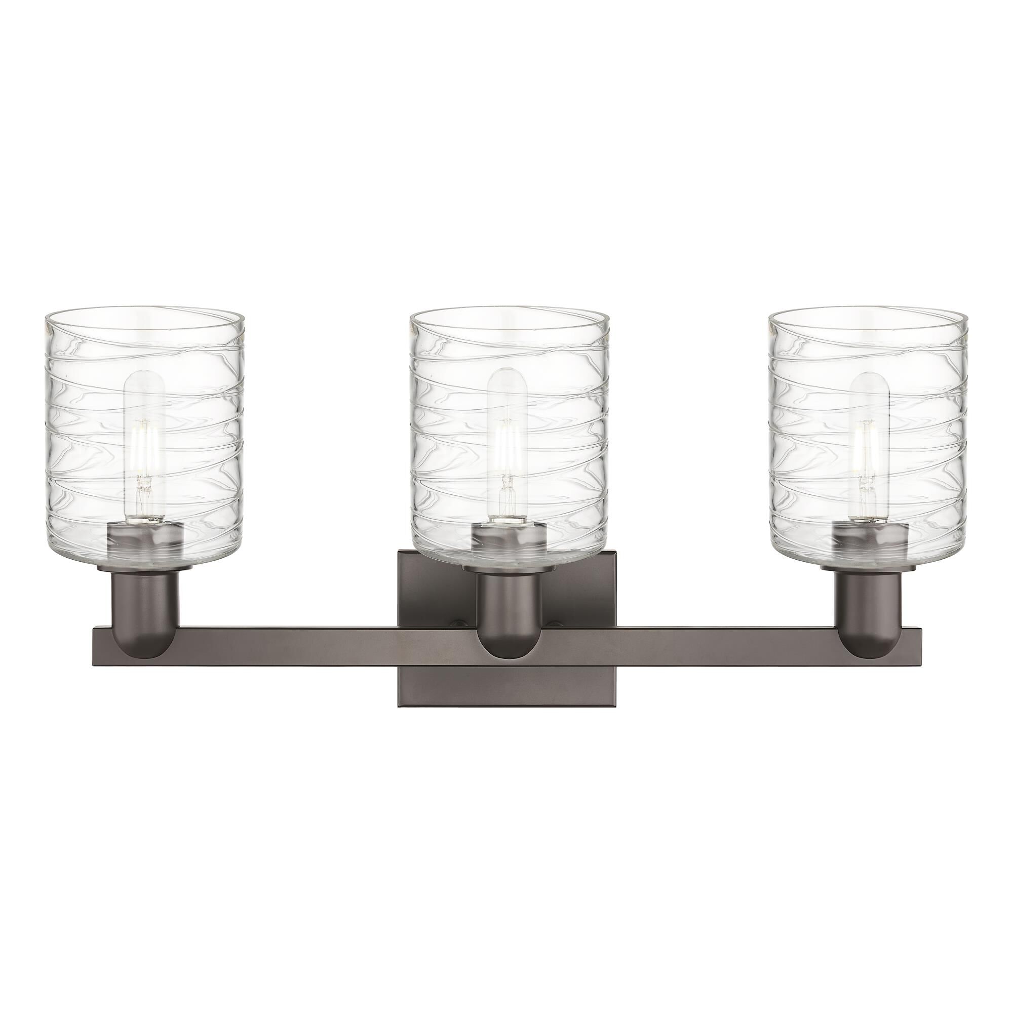 Shown in Oil Rubbed Bronze finish and Deco Swirl glass