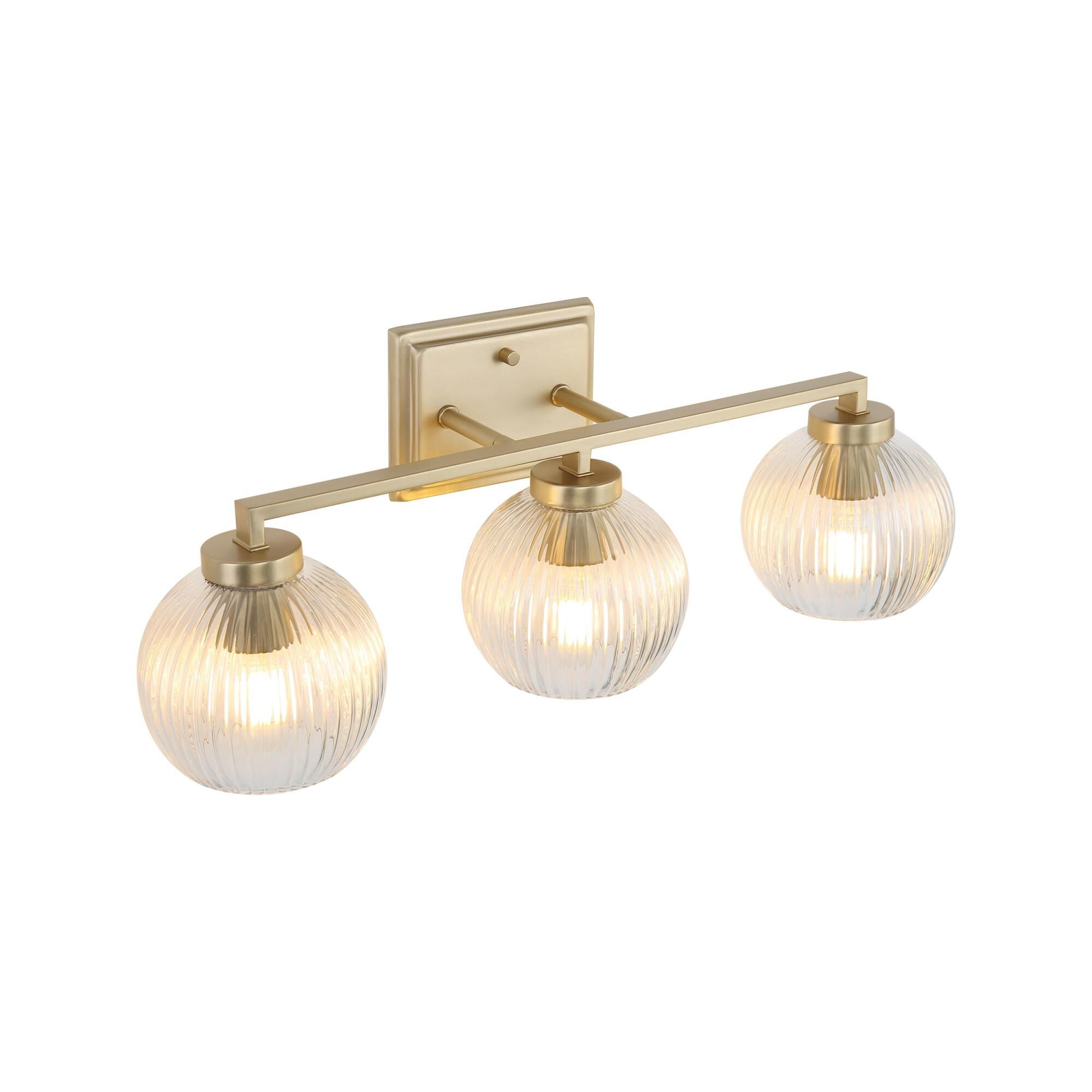 Shown in Brushed Champagne Bronze finish and Ribbed Clear Glass shade