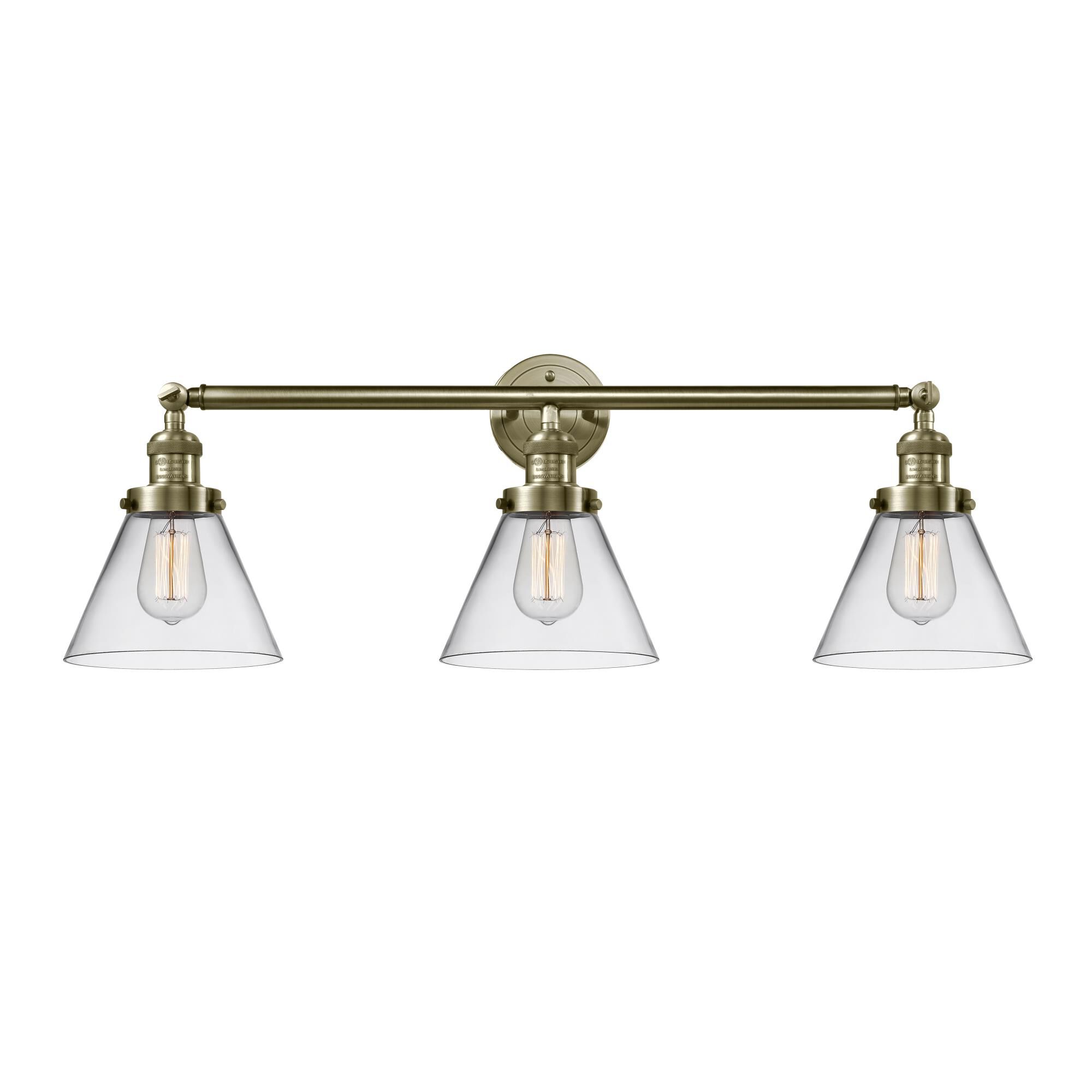 Bruno Marashlian Large Cone 32 Inch 3 Light Bath Vanity Light by Innovations Lighting